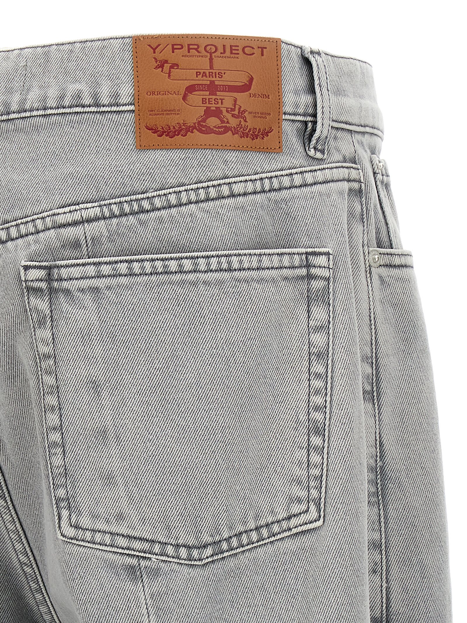 Y/project Trousers Denim Banana Pockets In Gray