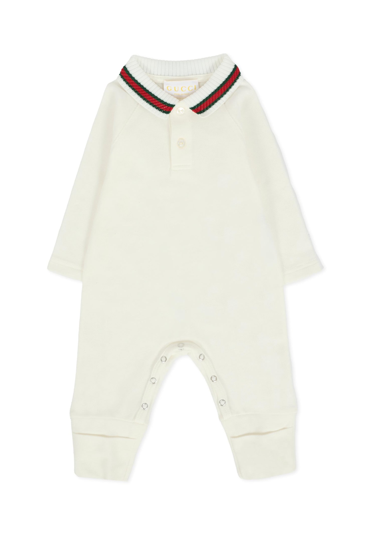 Gucci Ivory Babygrow For Babykids With Web Detail In White
