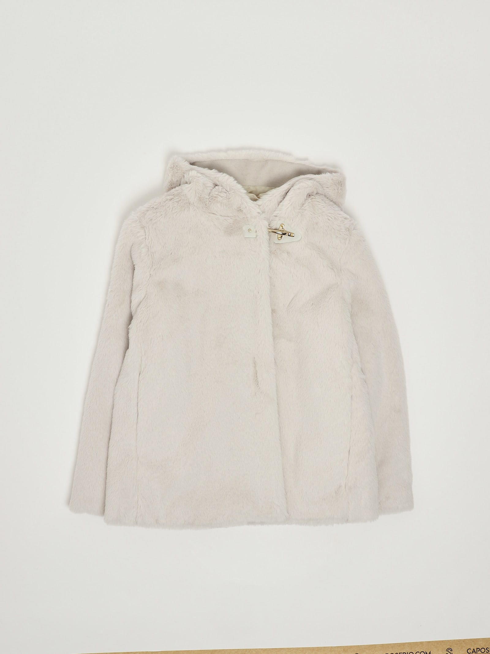 Fay Eco Fur Coat In Gray