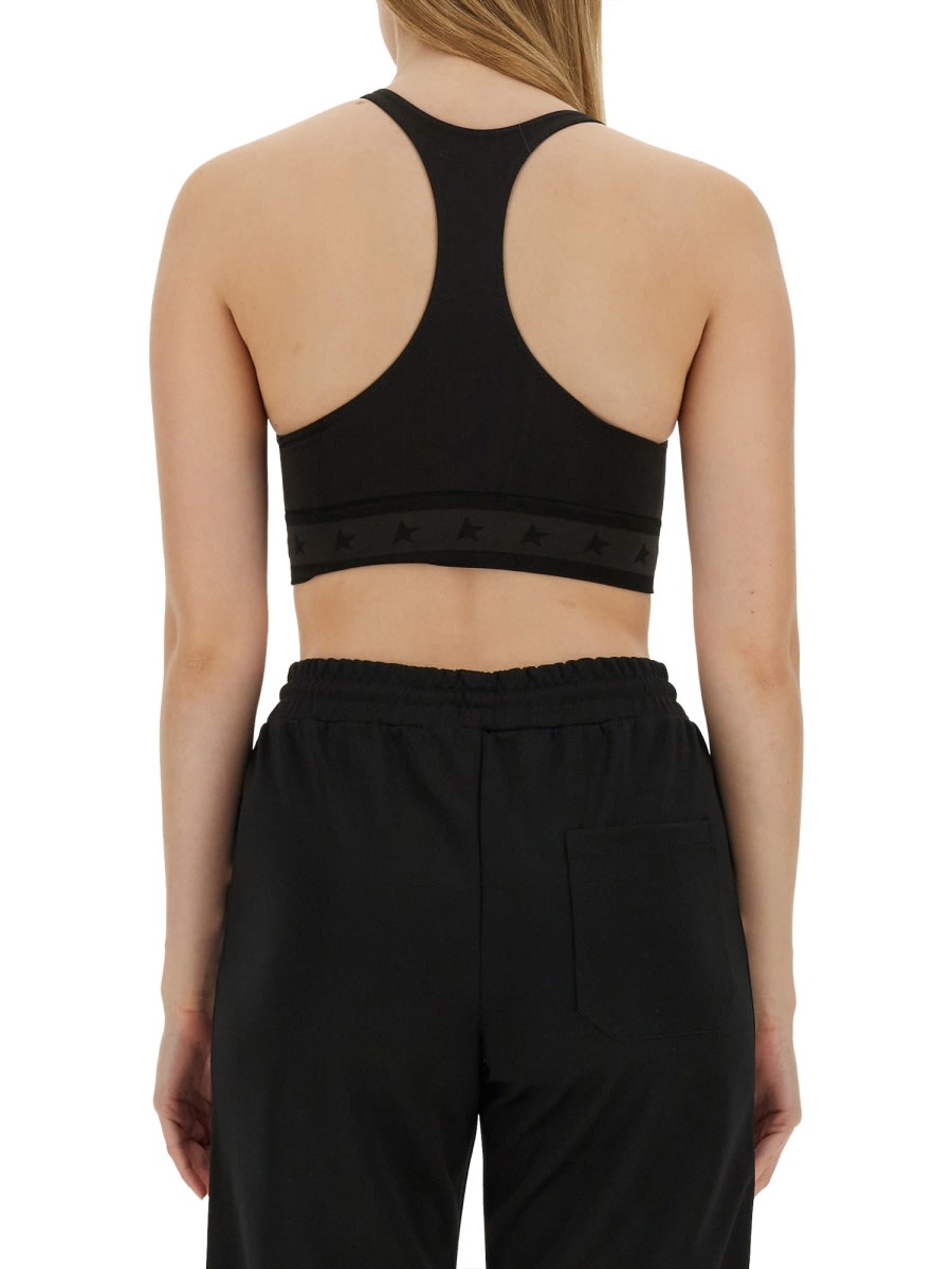 Shop Golden Goose Crop Top With Logo In Black