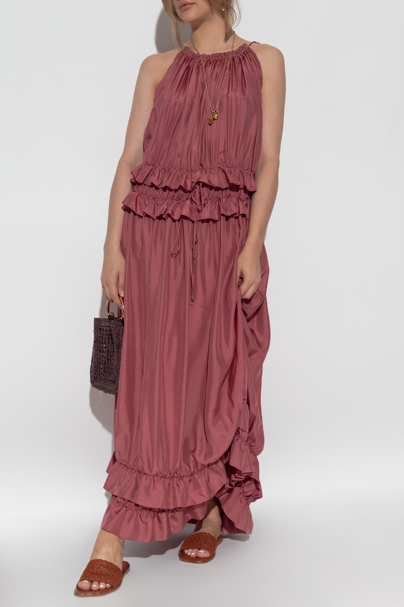 Chloé Silk Dress With Ruffles In Pink