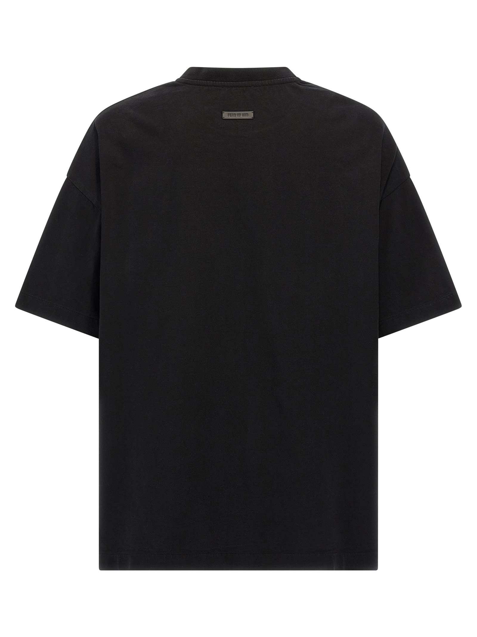 Fear Of God Eternal Black Crewneck T-shirt With Tonal Embroidery On The Front And Logo Patch On The Rear In Cott In Black