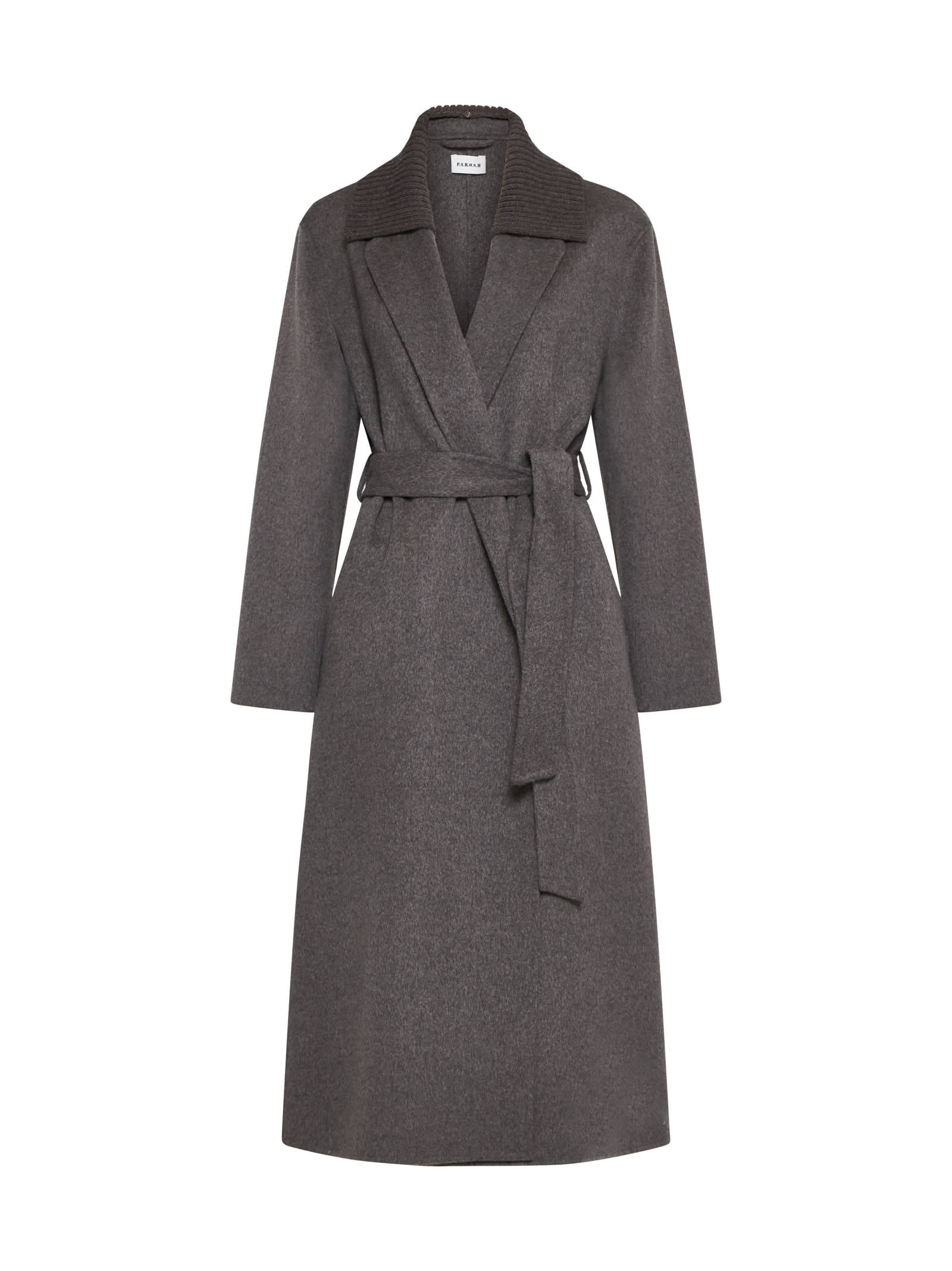 Parosh Leak Coat In Brown Wool Double