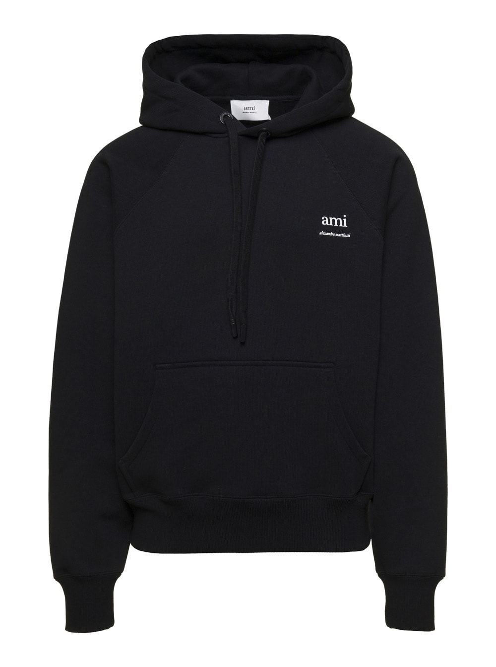 Shop Ami Alexandre Mattiussi Black Hoodie With Logo Detail In Cotton Man