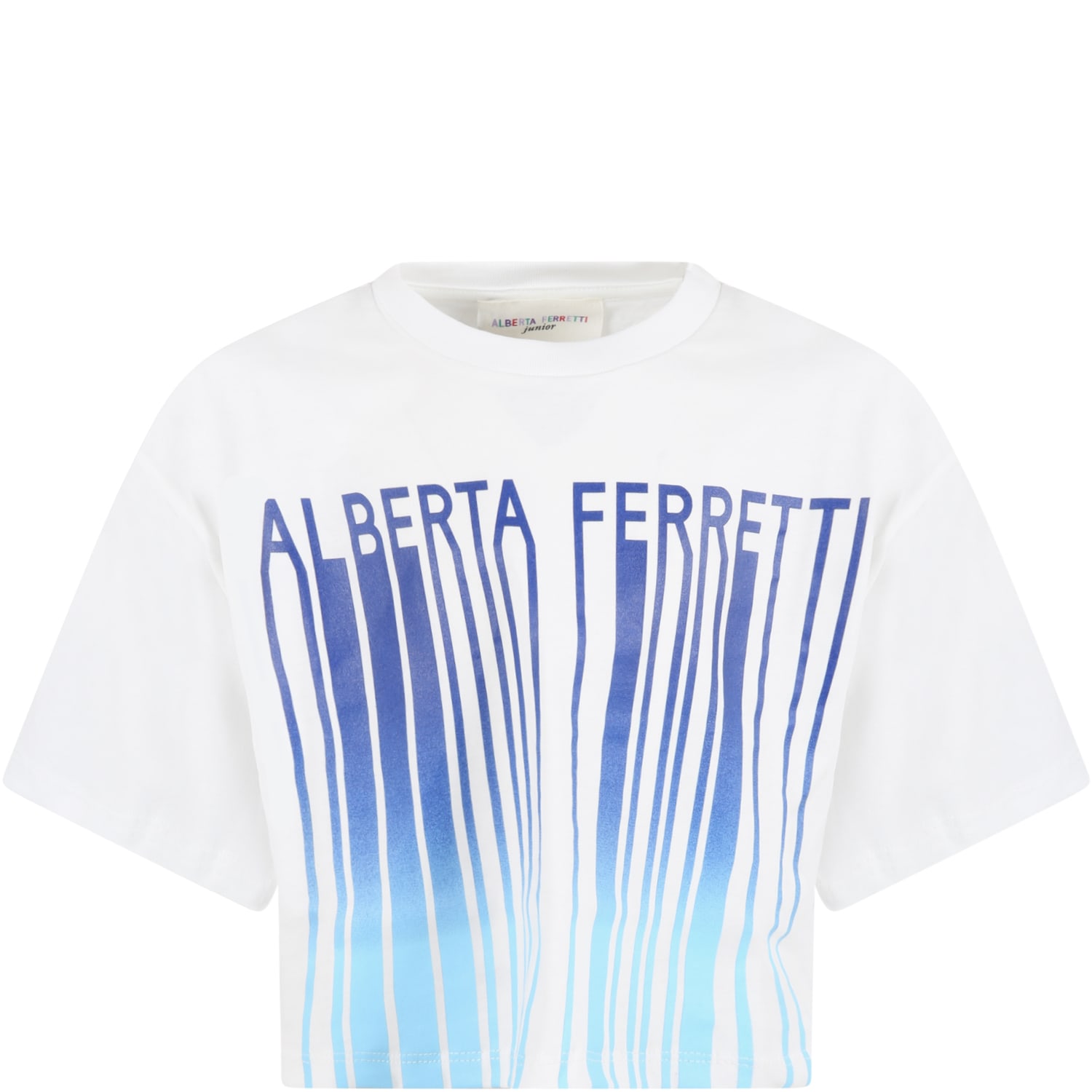 Alberta Ferretti White T-shirt For Girl With Blue Logo