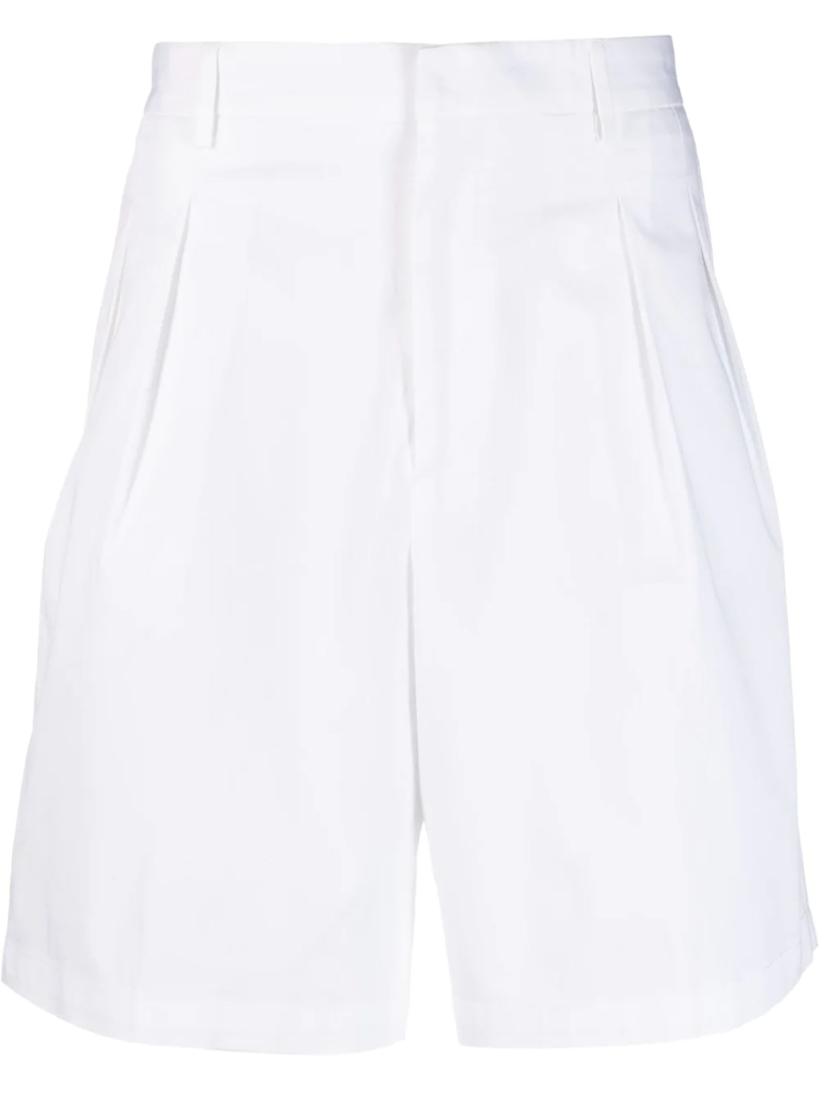 Low Brand Optical White Cotton Blend Chino Shorts