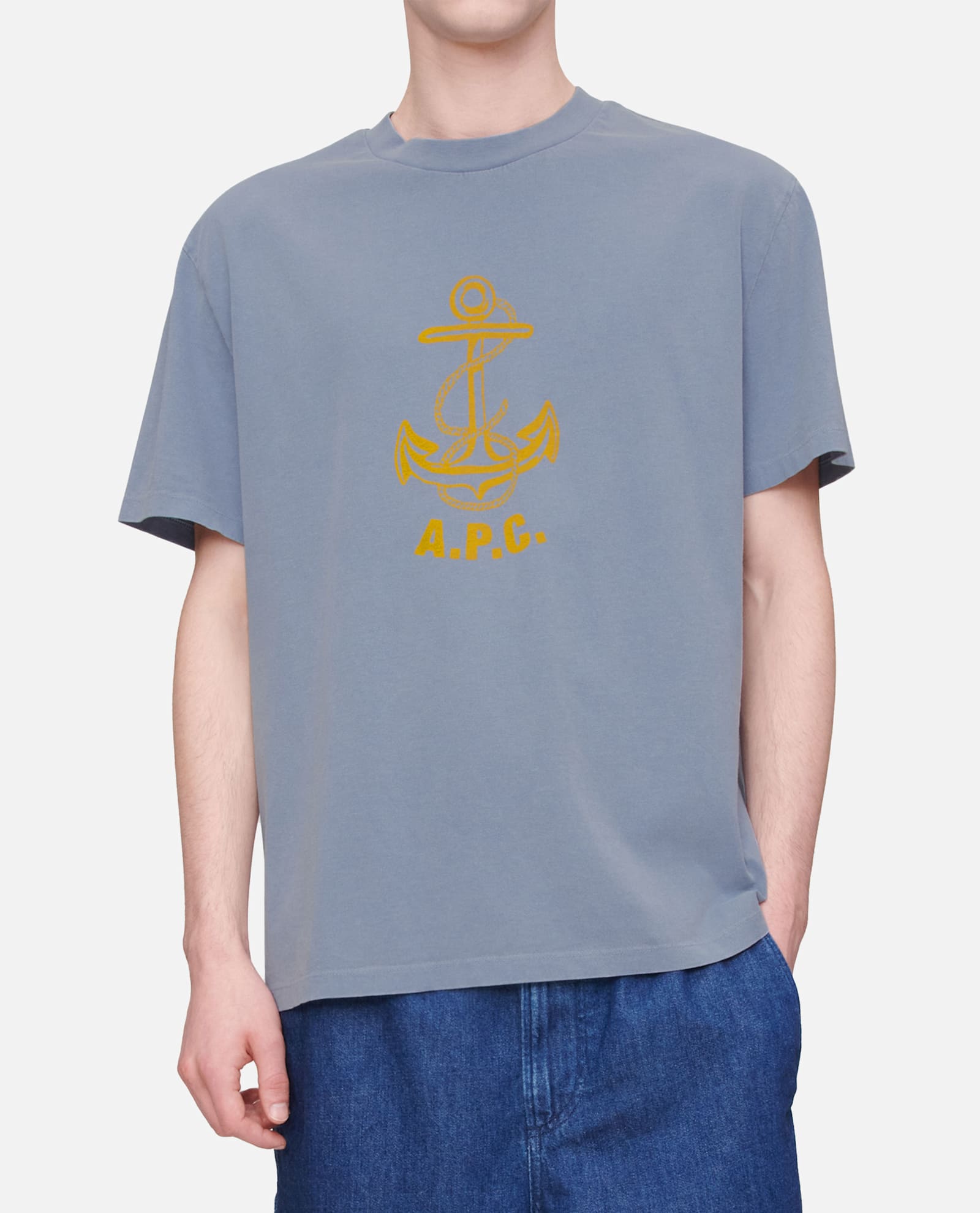 Apc A. P.c. Davy Logo Graphic Tee In Blue
