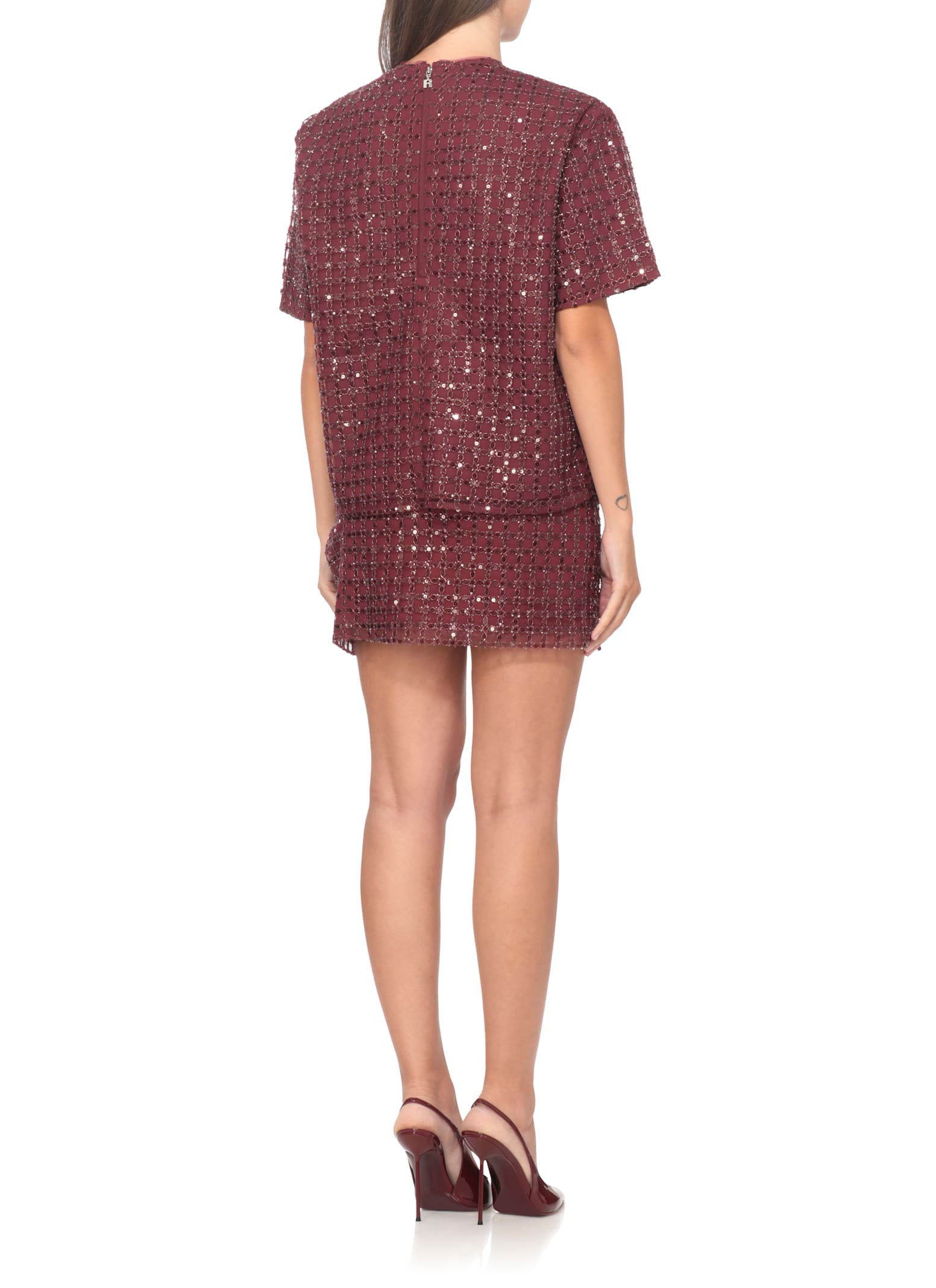 Rotate Birger Christensen Rotate Top With Paillettes In Burgundy