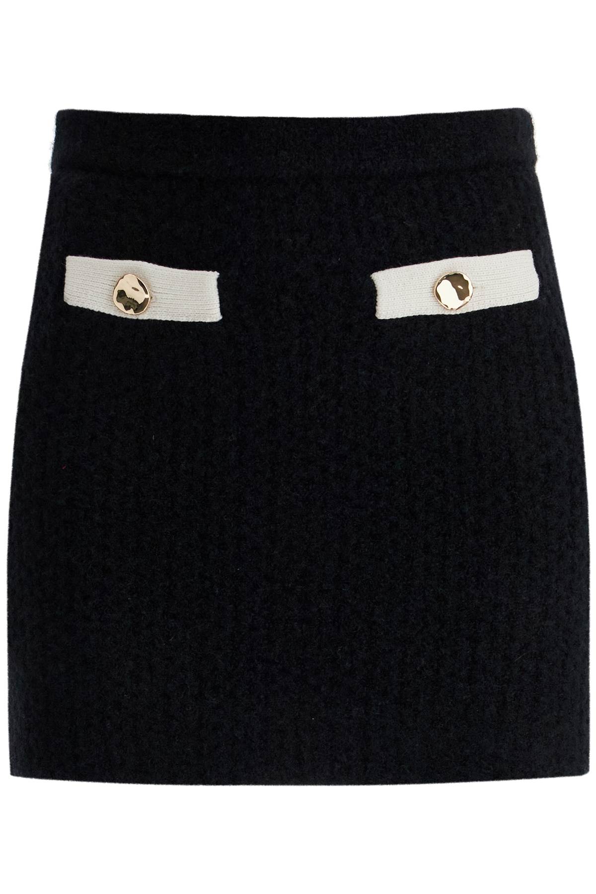 Shop Self-portrait Alpaca Knit Mini Skirt In Black (black)