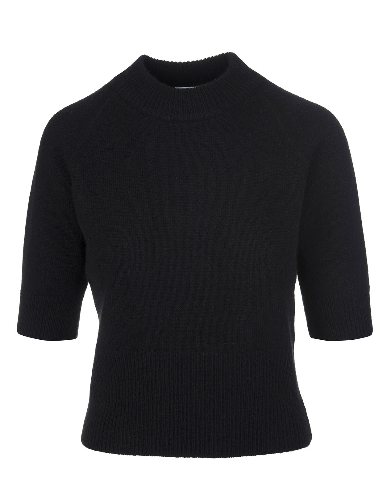 Fedeli Woman Black Cashmere Pullover With Half Sleeves