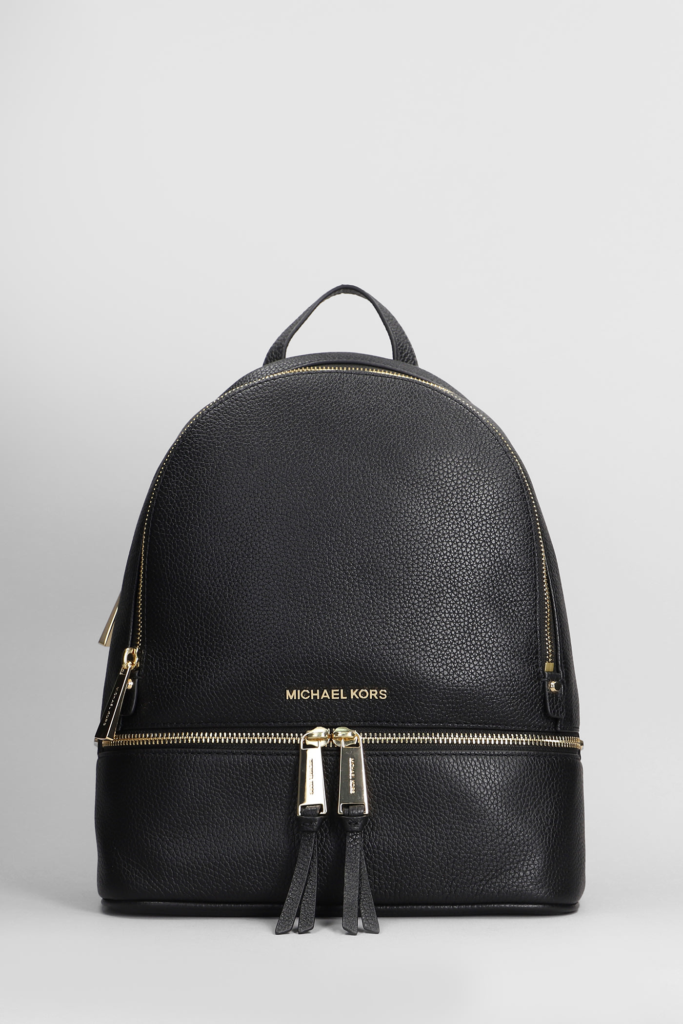 Shop Michael Kors Rhea Backpack In Black Leather