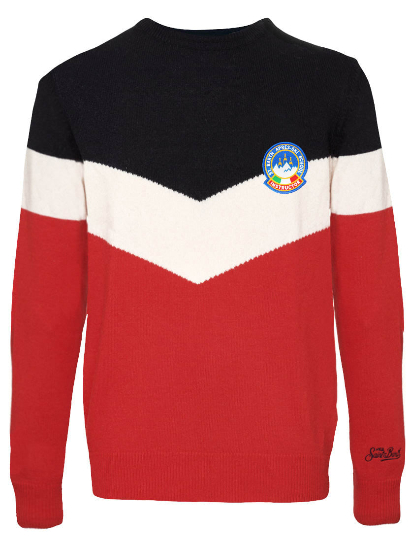 Mc2 Saint Barth Blended Cashmere Man Red And Blue Sweater