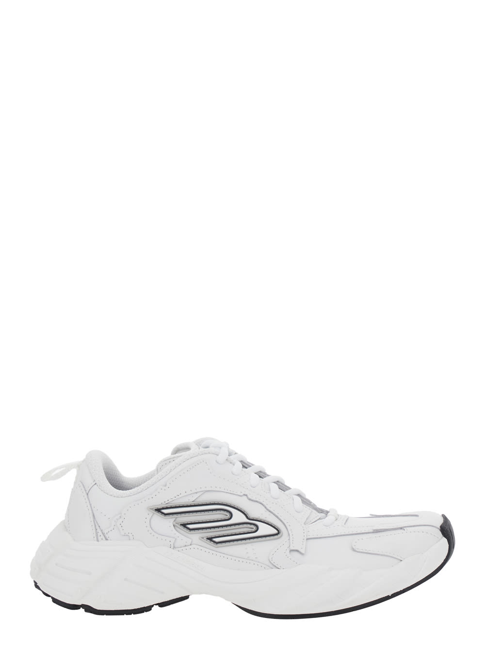 Balenciaga Monday White Low Top Sneakers With Logo Detail On The Side And Size Patch On The Heel In Leather Wom