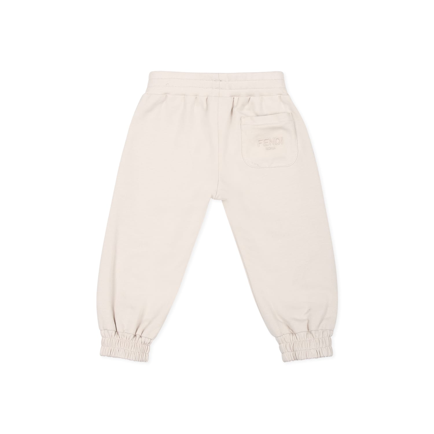 Fendi Beige Trousers For Bbay Boy With Ff In Brown