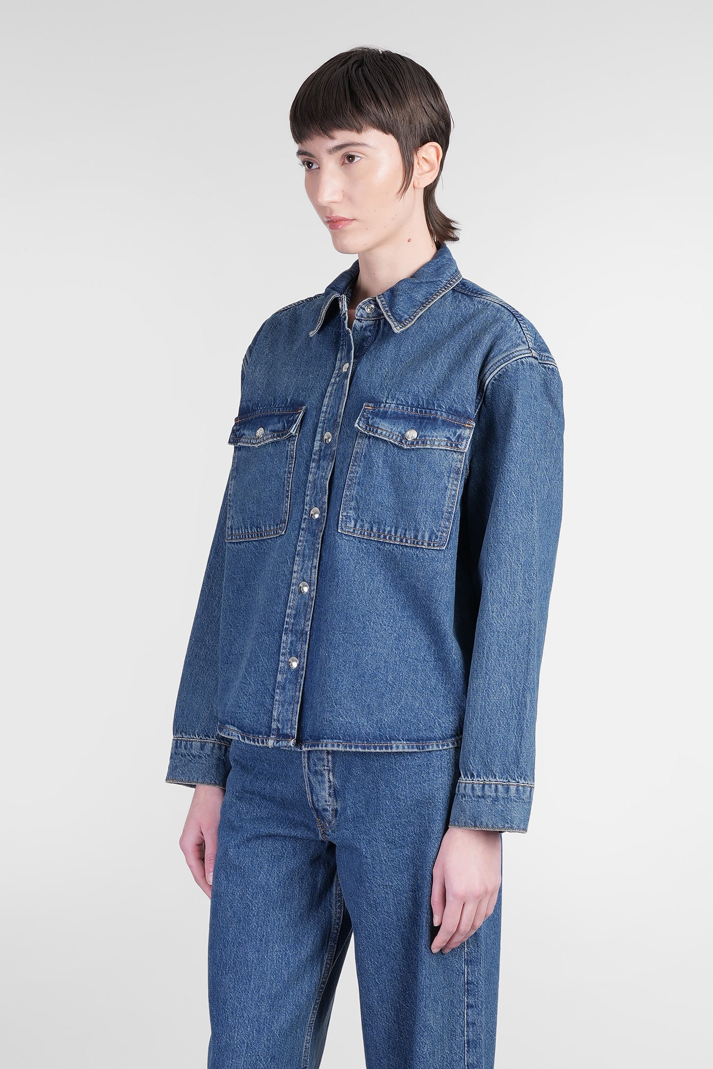 Shop Anine Bing Paxton Shirt In Blue Cotton
