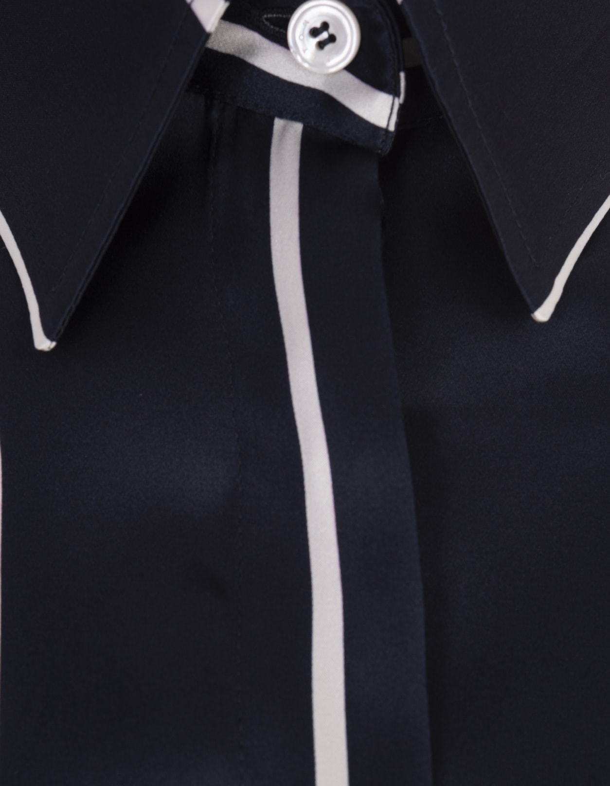 Shop Kiton Navy Blue Striped Silk Shirt
