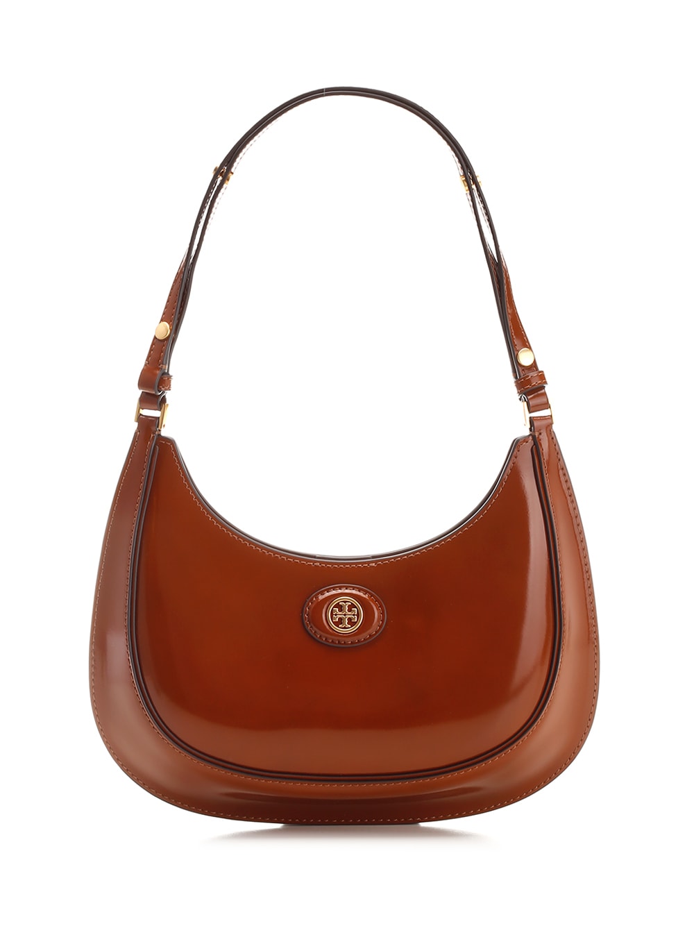 Shop Tory Burch Brushed Leather Hobo Bag In Dark Sienna