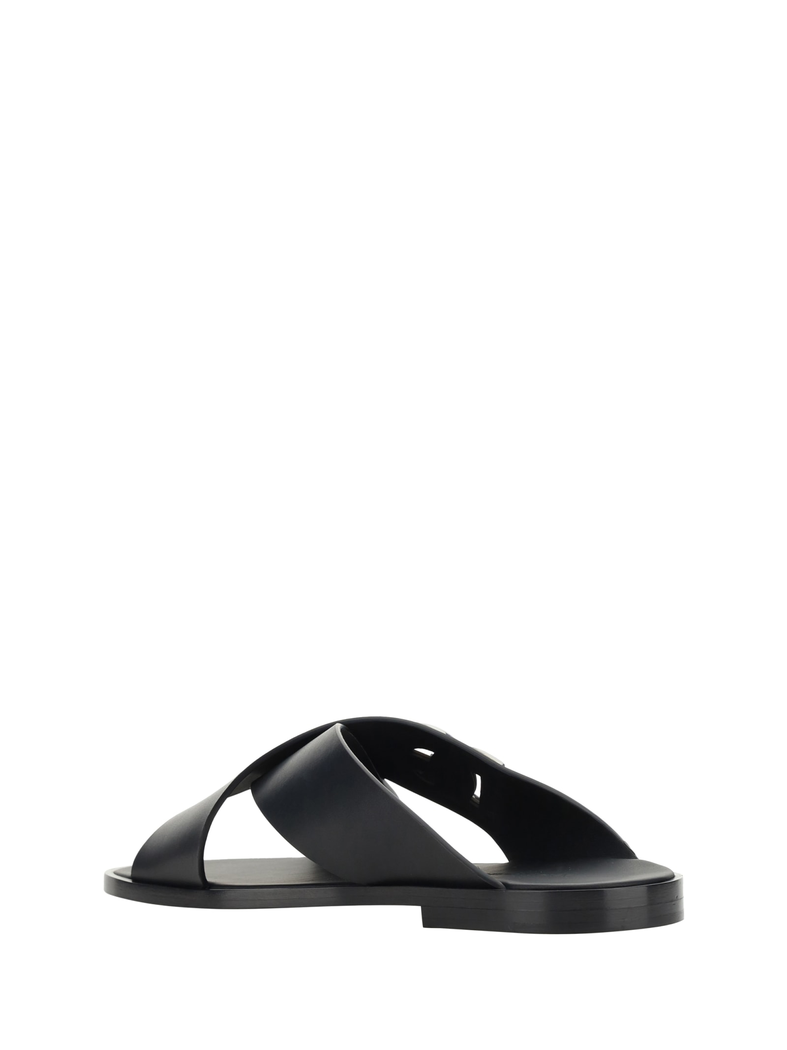 DOLCE & GABBANA LOGO LEATHER SANDALS