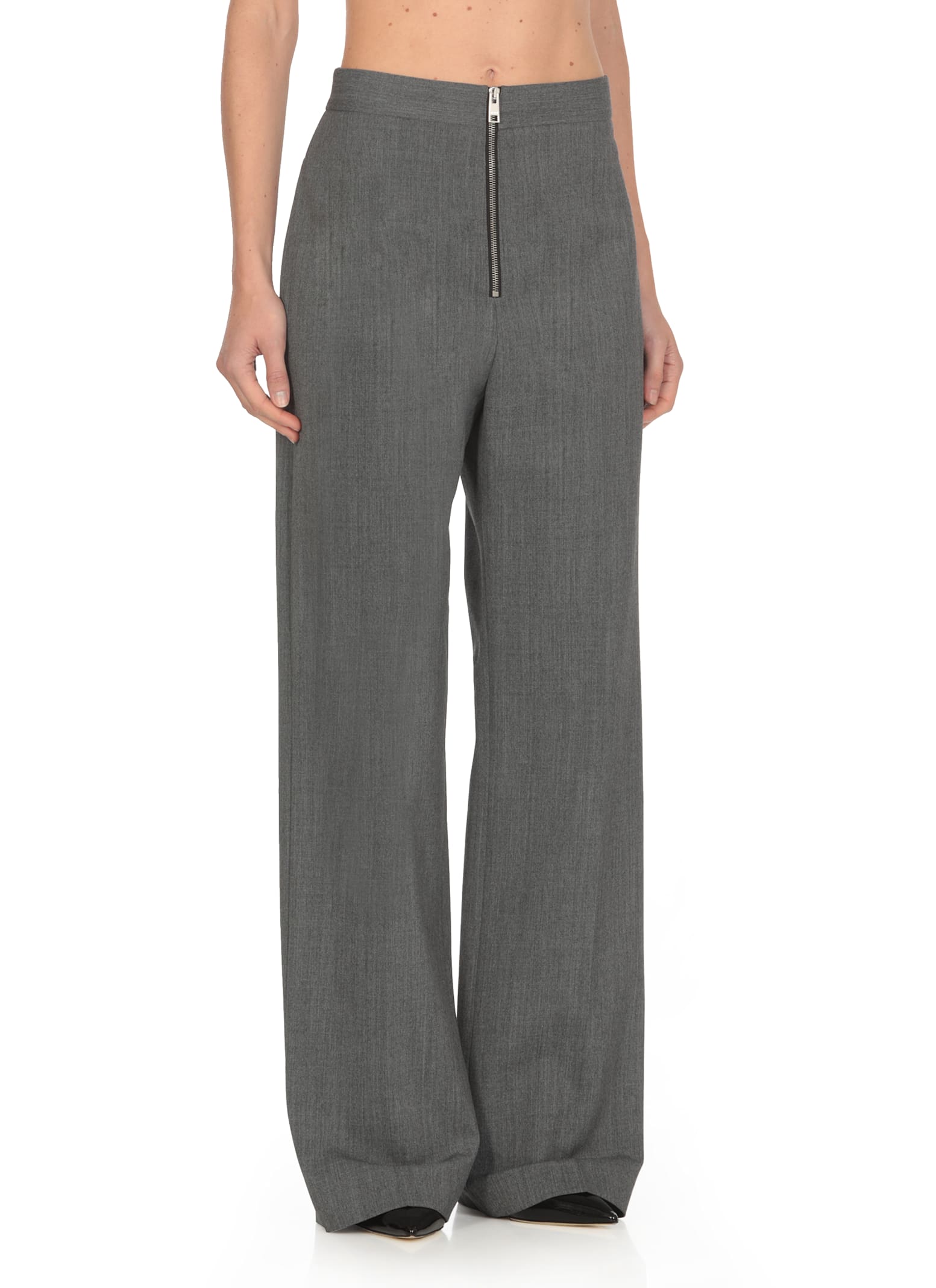 Shop Msgm Wool Blend Pants In Grey