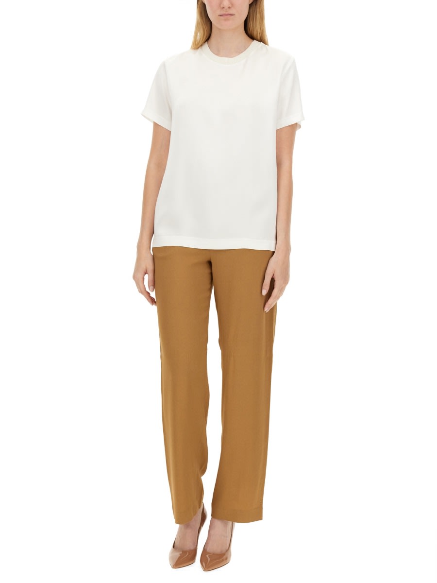 Shop Fabiana Filippi Satin T-shirt In White