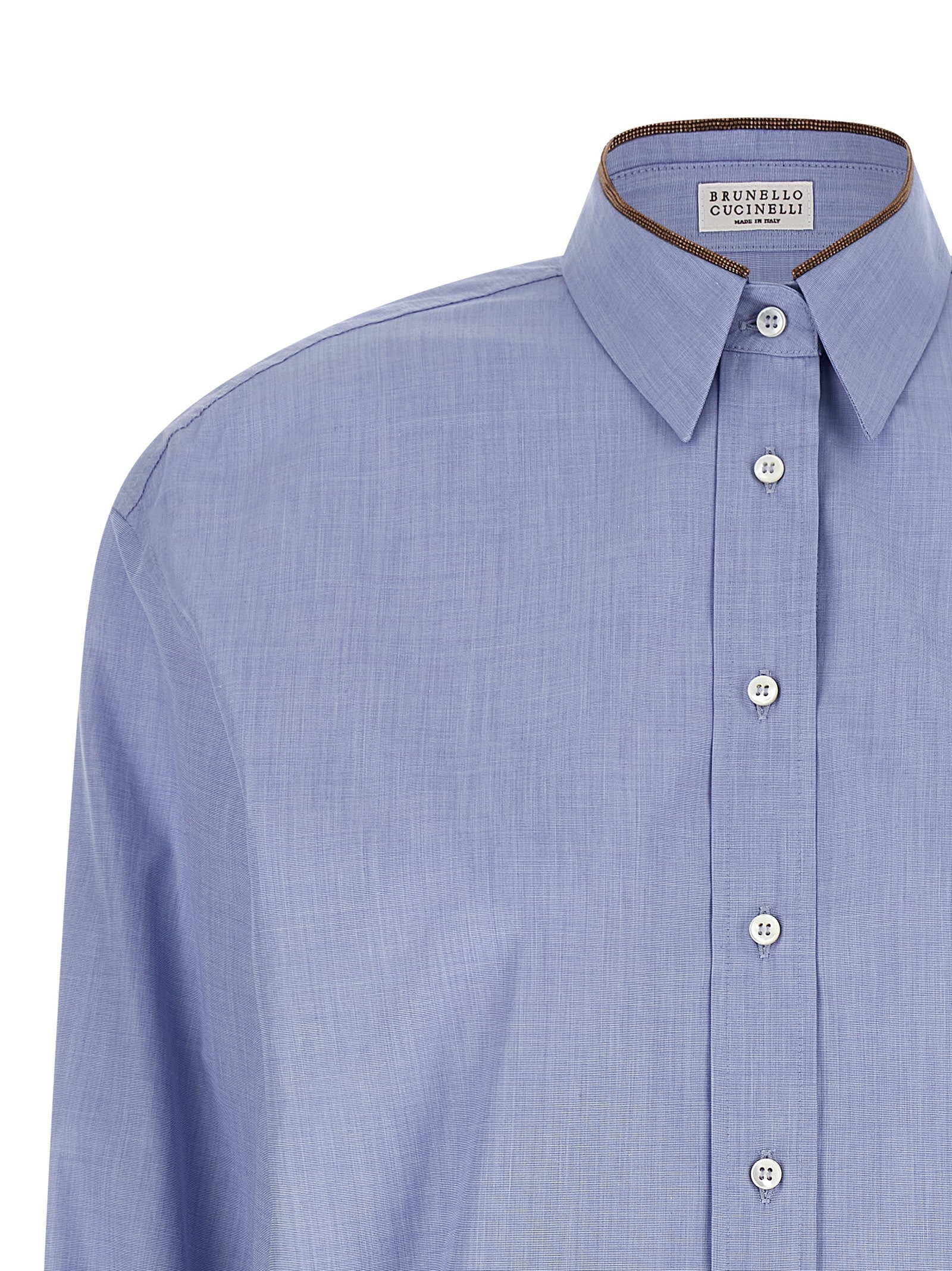 Brunello Cucinelli Long-sleeve Button-up Shirt In Blue