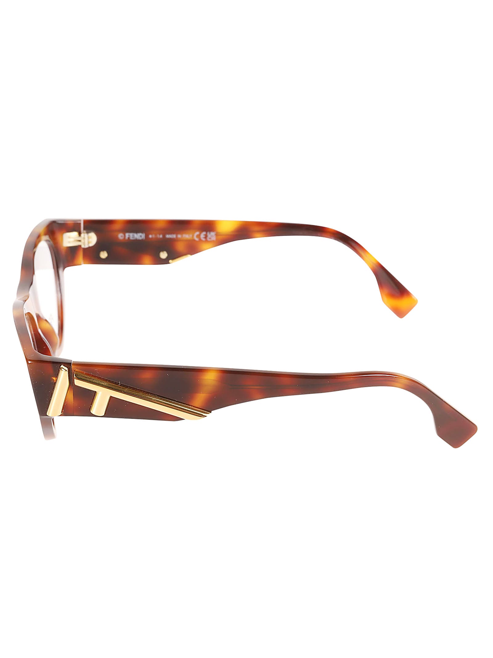 Fendi Cat-eye Metal Logo Sided Glasses In 053 - Havana