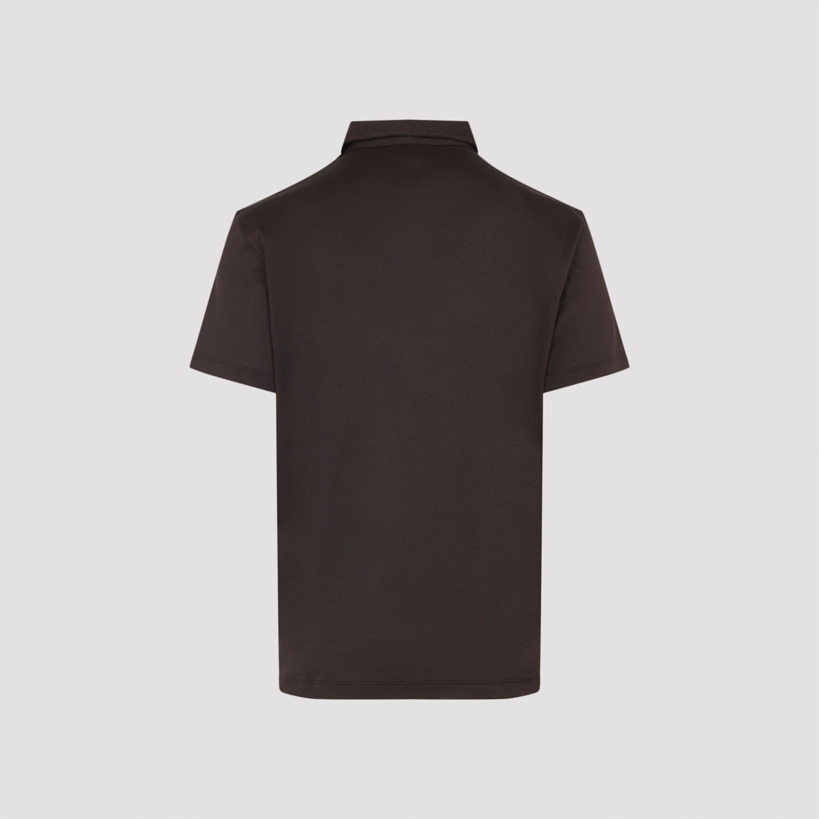 Giorgio Armani Silk Cotton Polo Shirt With Regular Fit In Brown