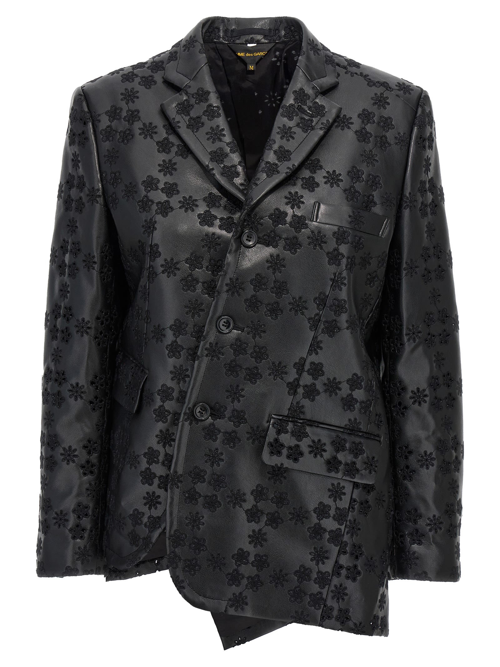 Shop Comme Des Garçons Embroidery Single-breasted Blazer In Black