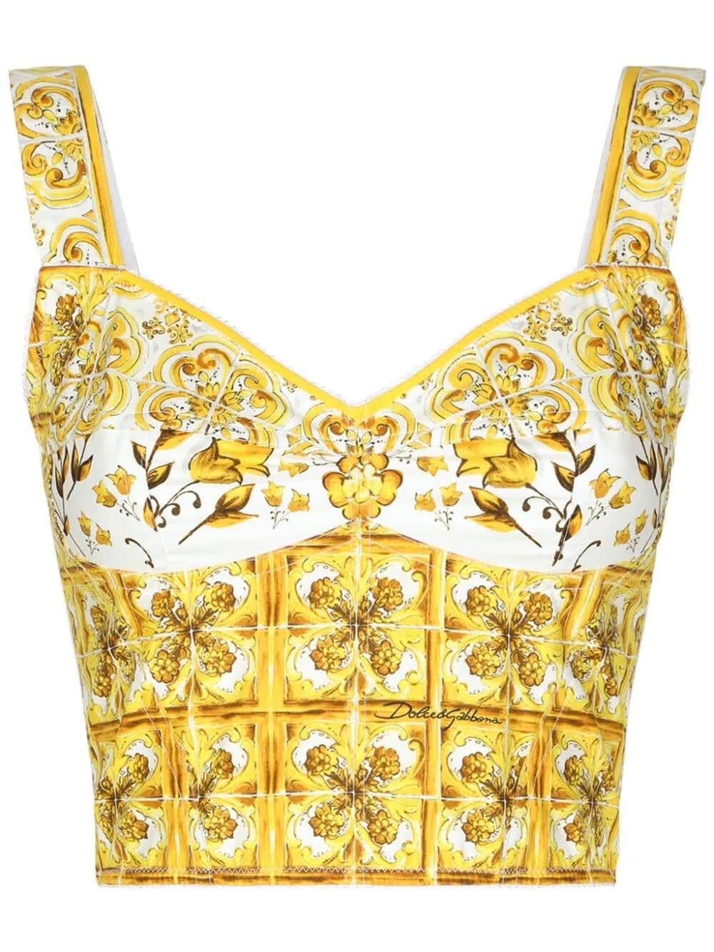 Shop Dolce & Gabbana Bustier St Maiolica In Tn Giallo