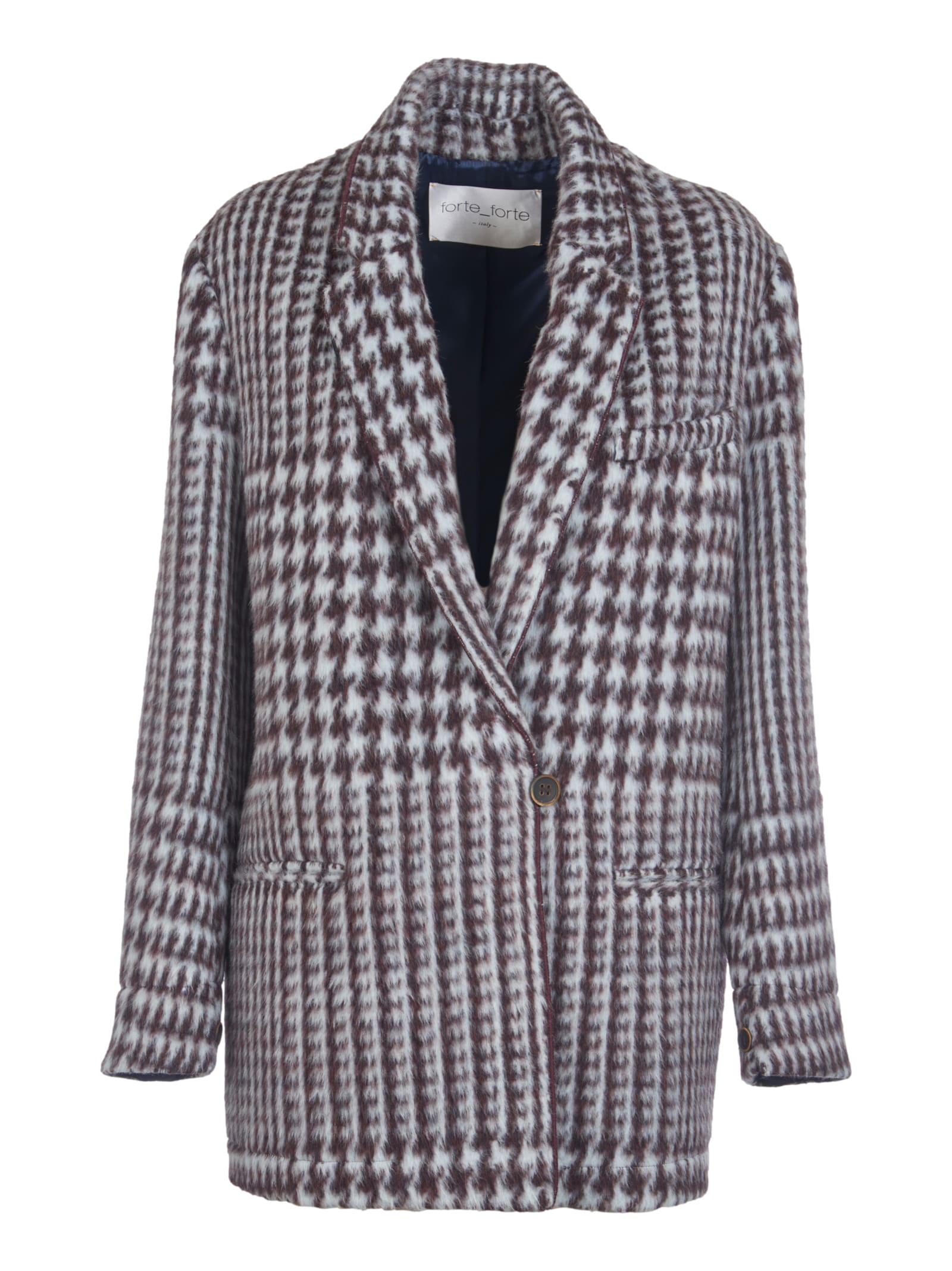 Forte_Forte Houndstooth Patterned Jacket