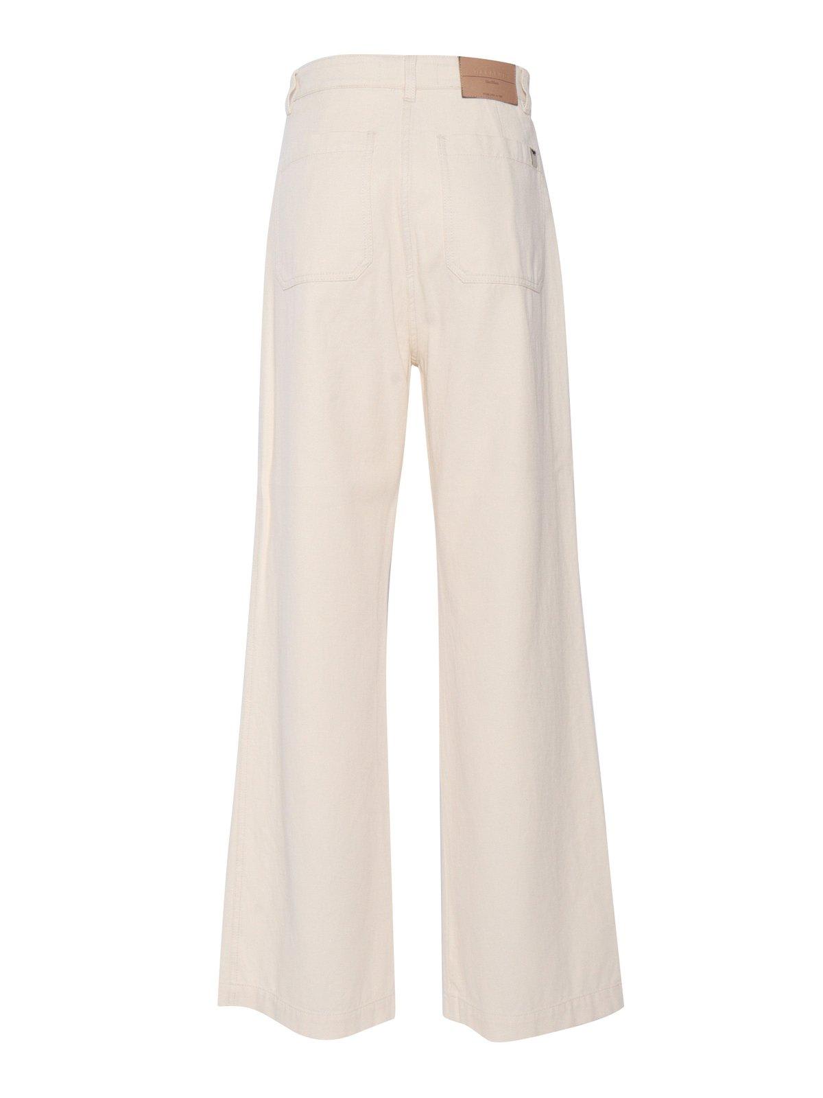 Shop Weekend Max Mara Logo Patch Wide Leg Jeans In Ecru