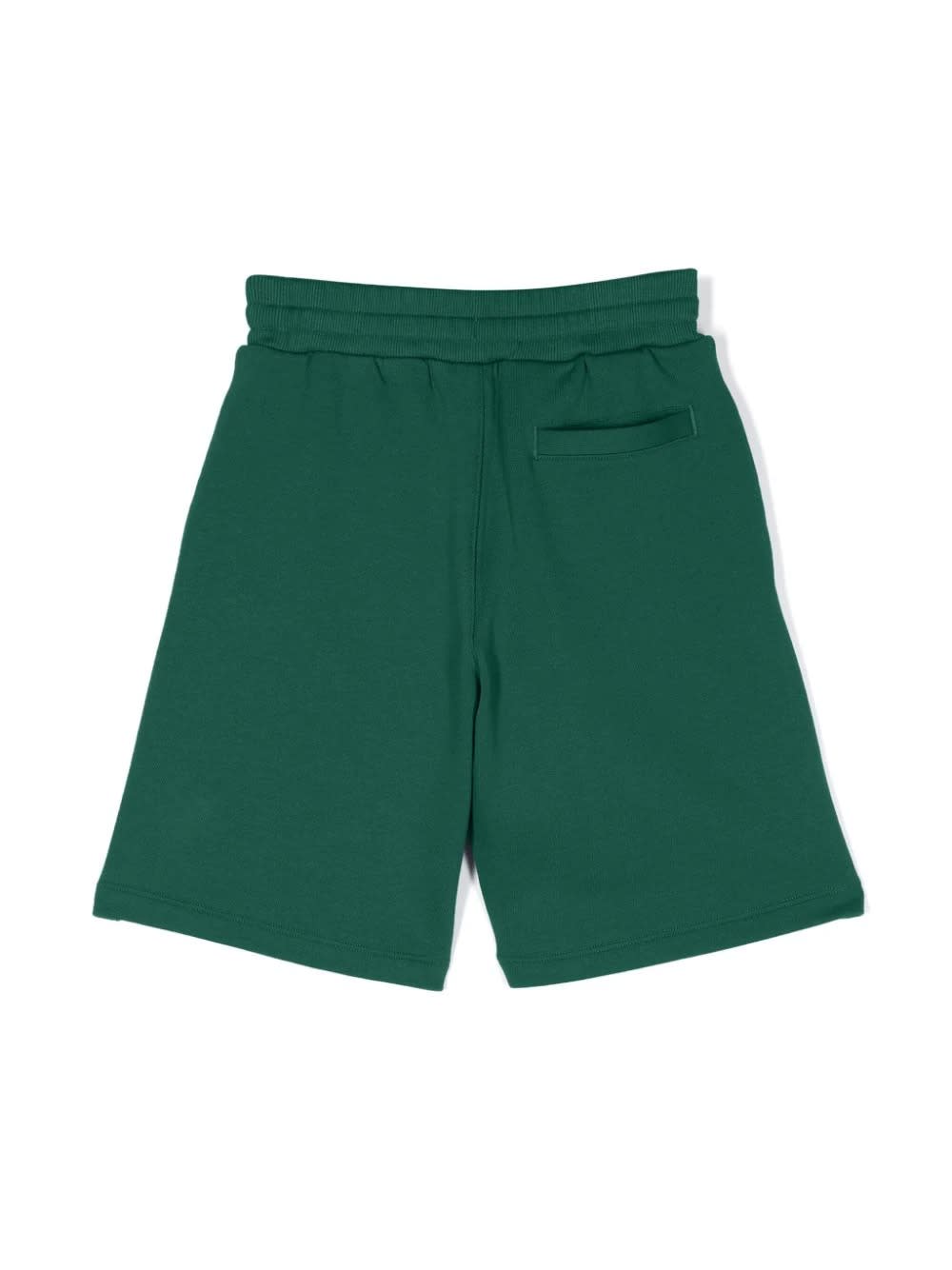 Shop Dolce & Gabbana Green Jersey Bermuda Shorts With Logo Plaque