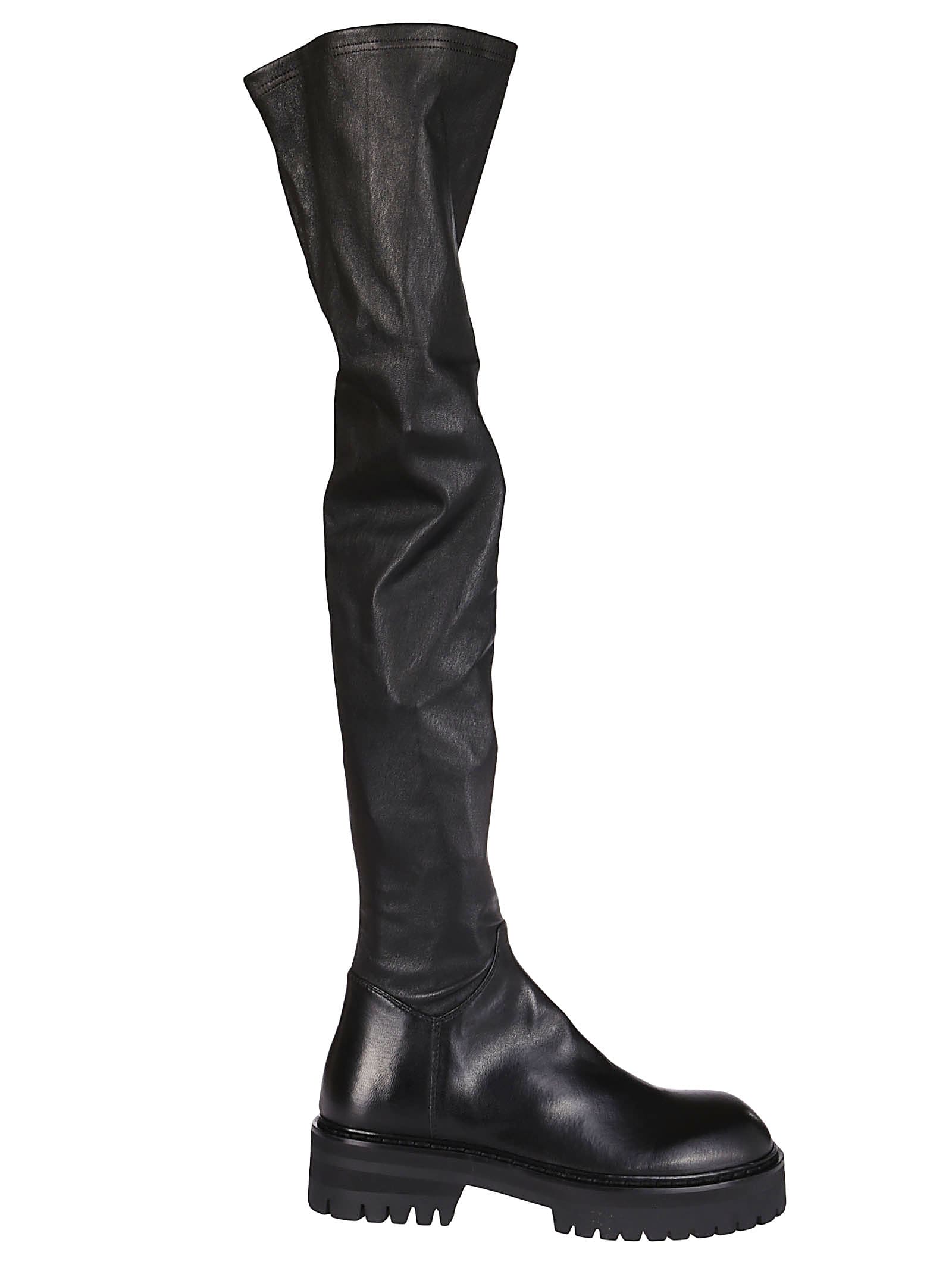 Ann Demeulemeester BLACK LEATHER THIGH-HIGH BOOTS