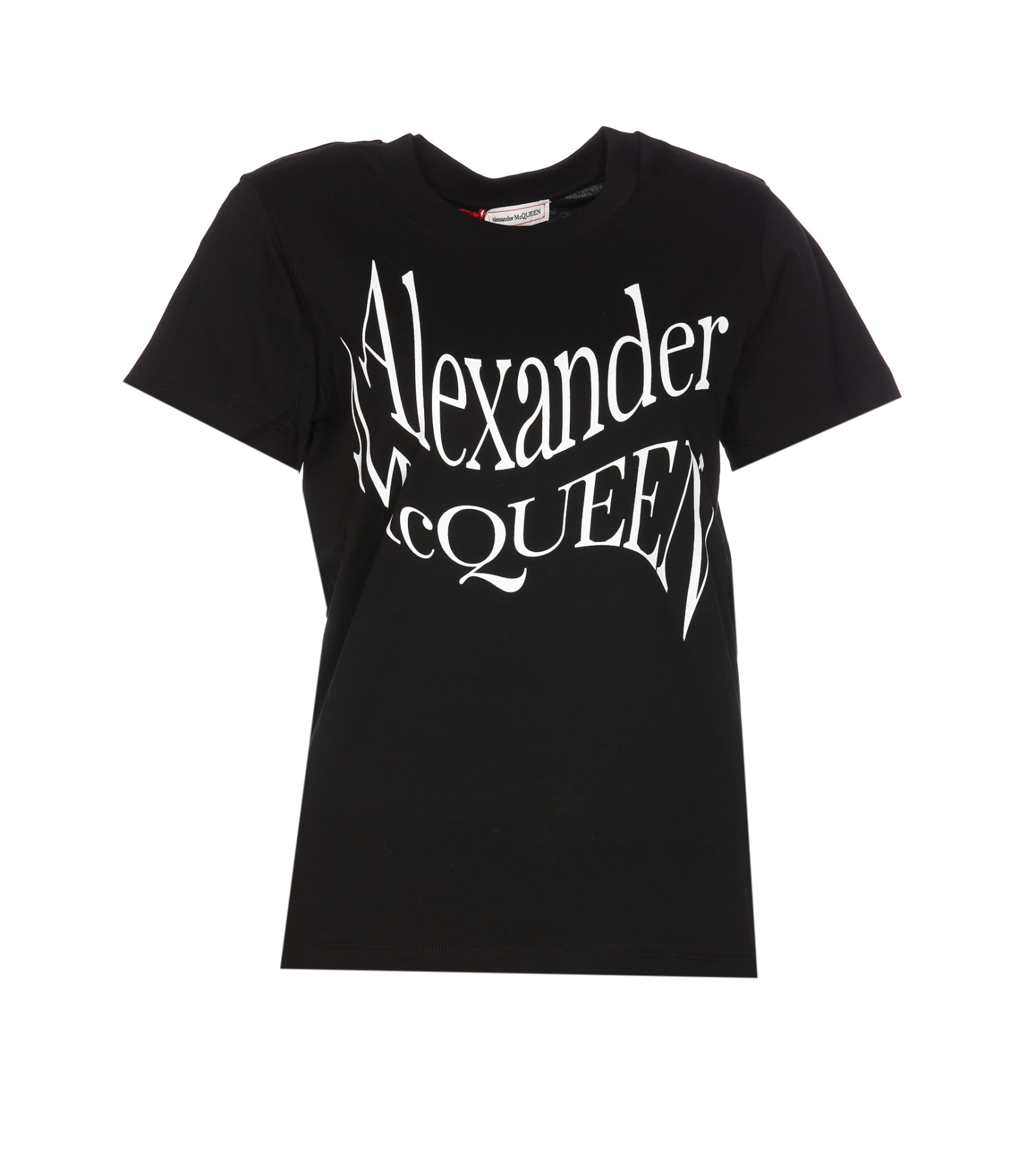 Shop Alexander Mcqueen Warped Logo T-shirt In Nero