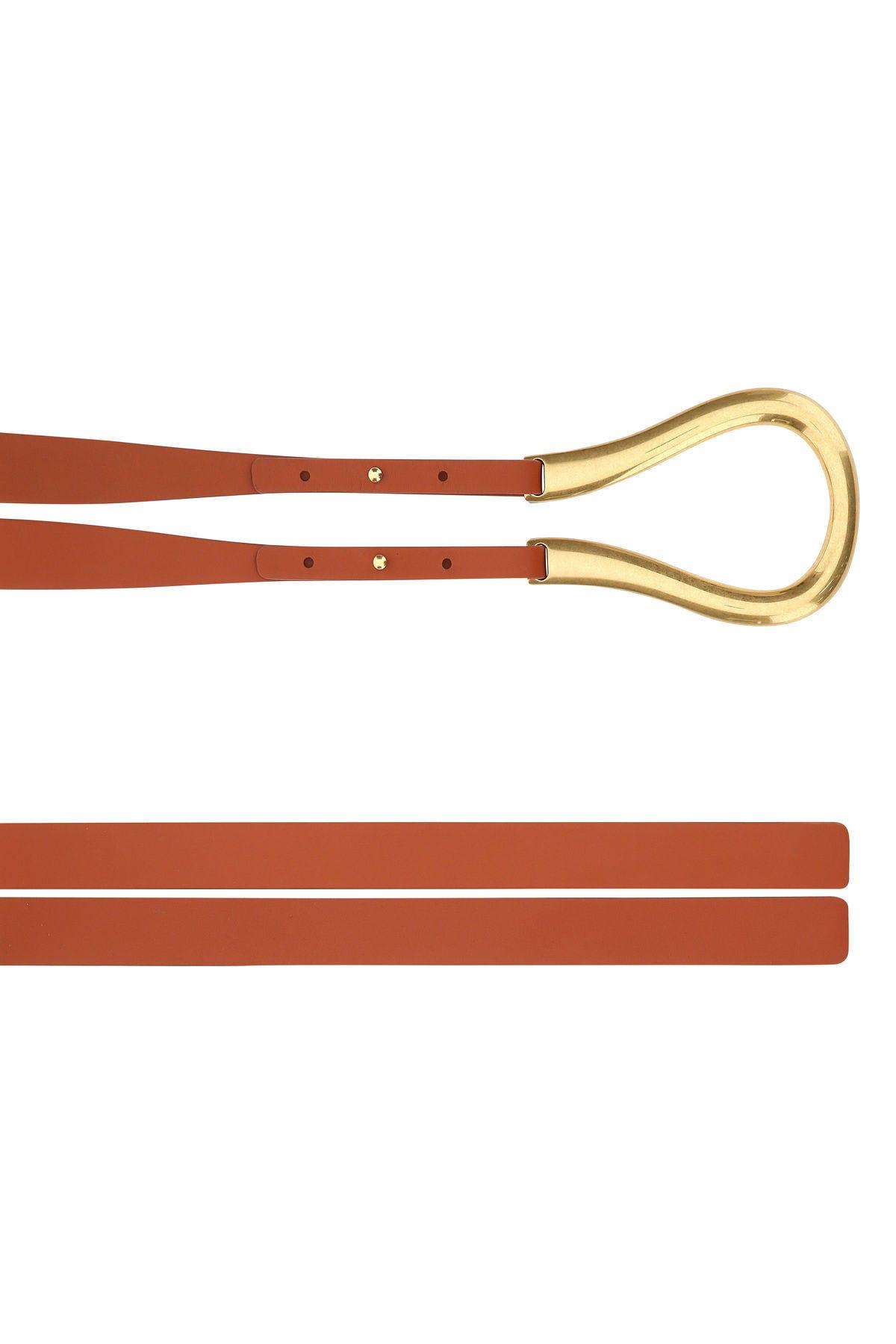Bottega Veneta Caramel Leather Belt In Brown