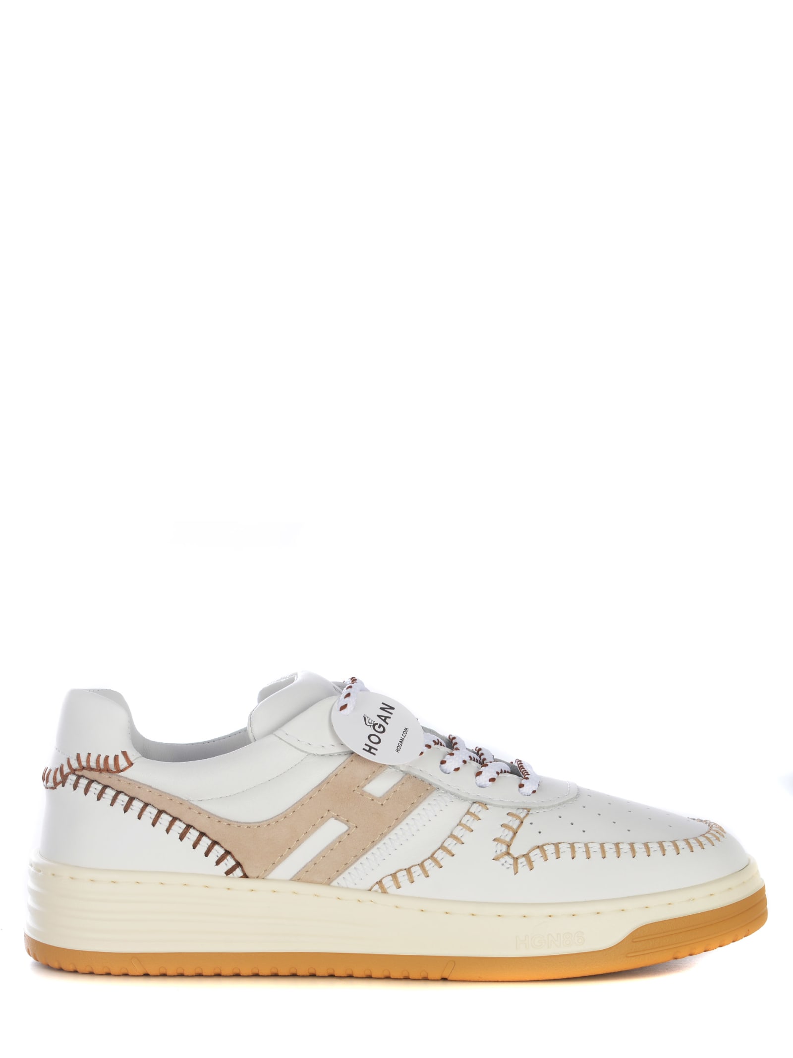 Shop Hogan Sneakers  H630 Made Of Leather In Bianco