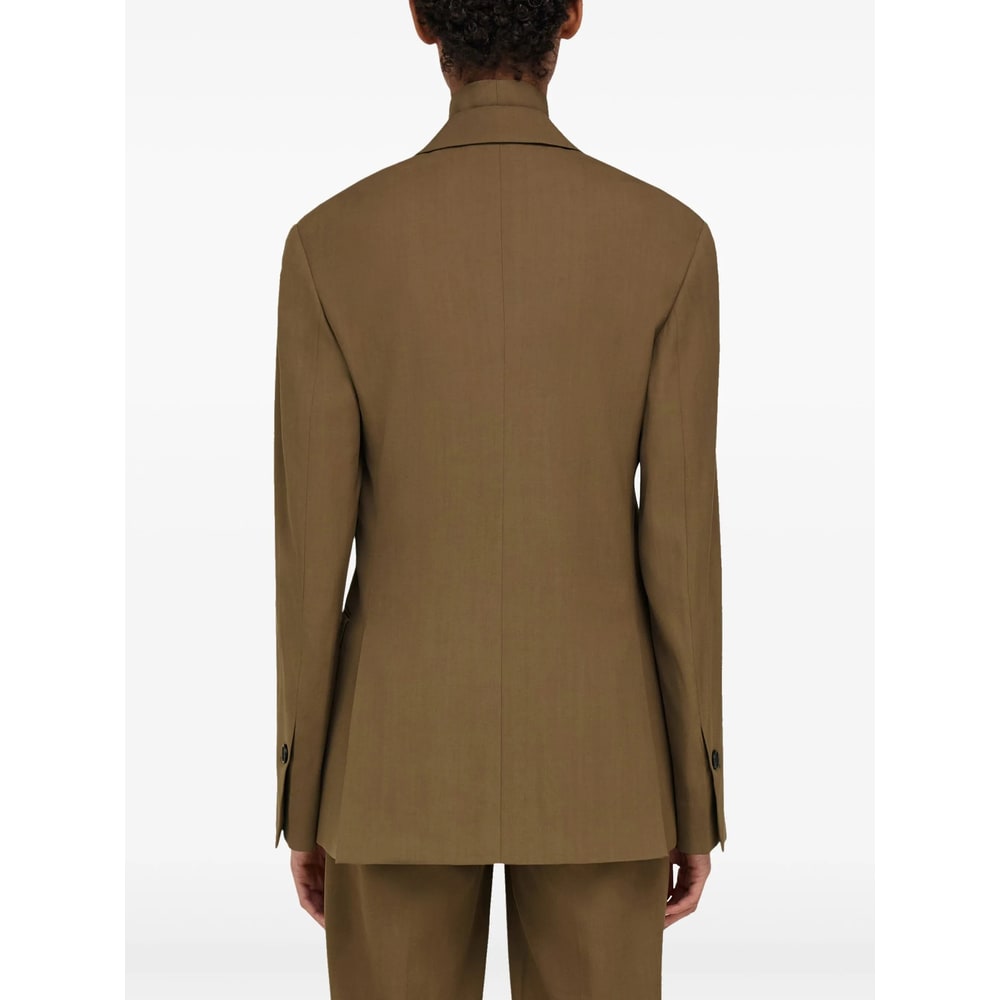 Ferragamo Khaki Single Breasted Blazer In Brown