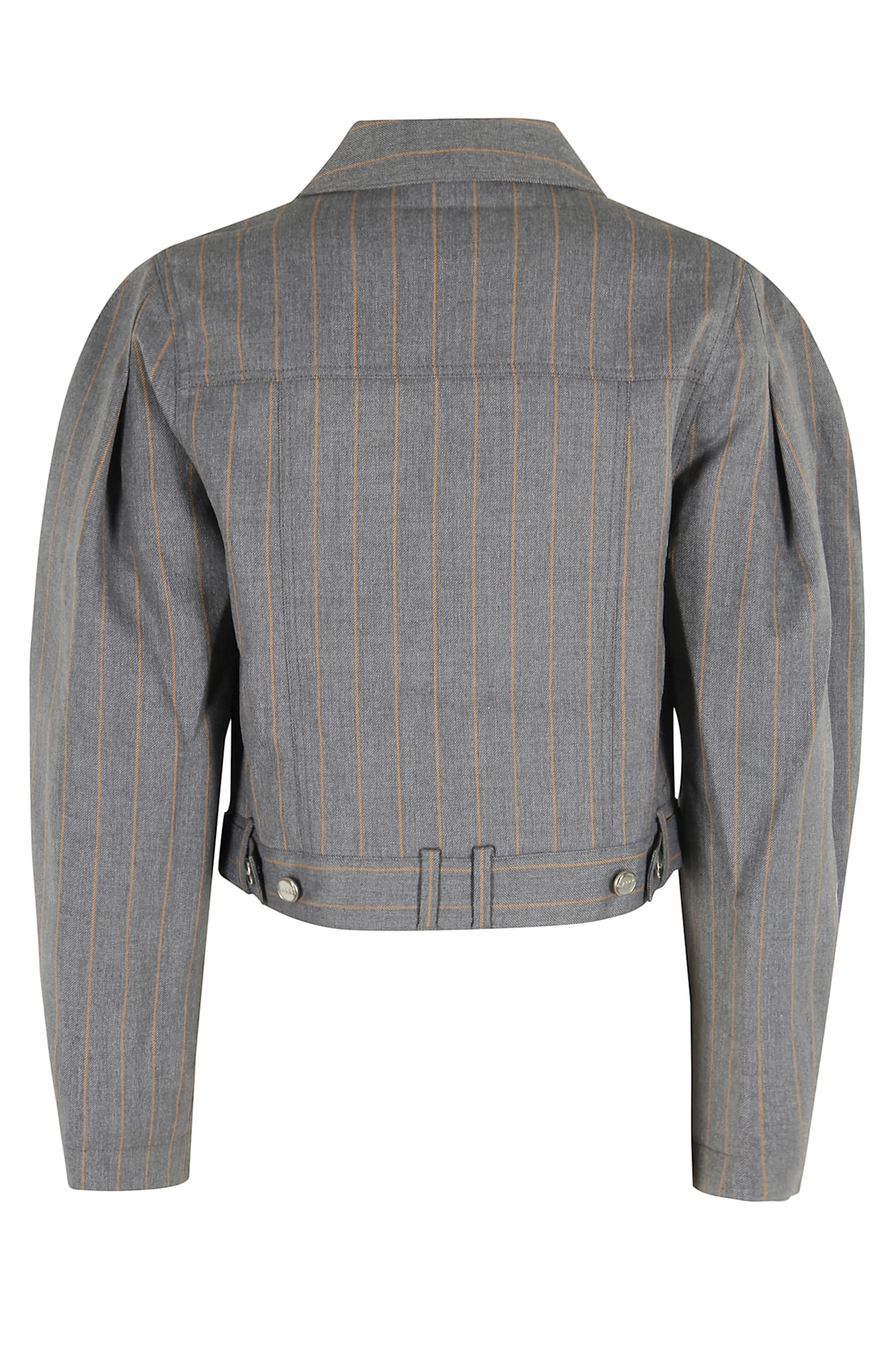 Ganni Brushed Wool Stripe Jacket In Gray
