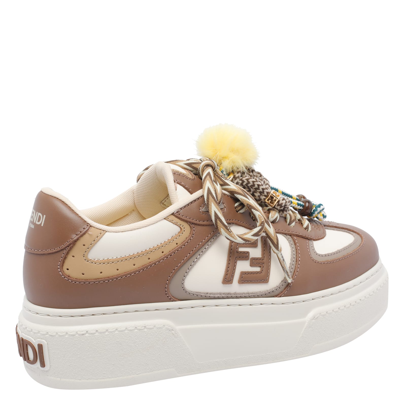 Fendi Match Leather Platform Sneaker In Animal Print
