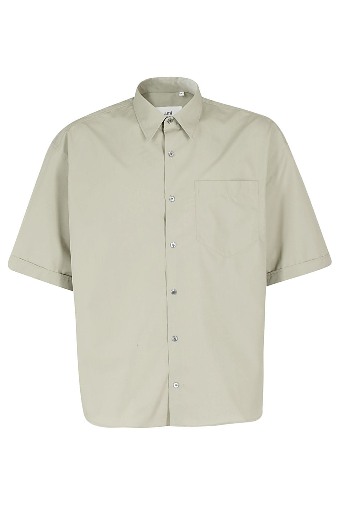 Ami Alexandre Mattiussi Ami Paris Ami De Coeur Logo Embroidered Short-sleeved Shirt In Sauge
