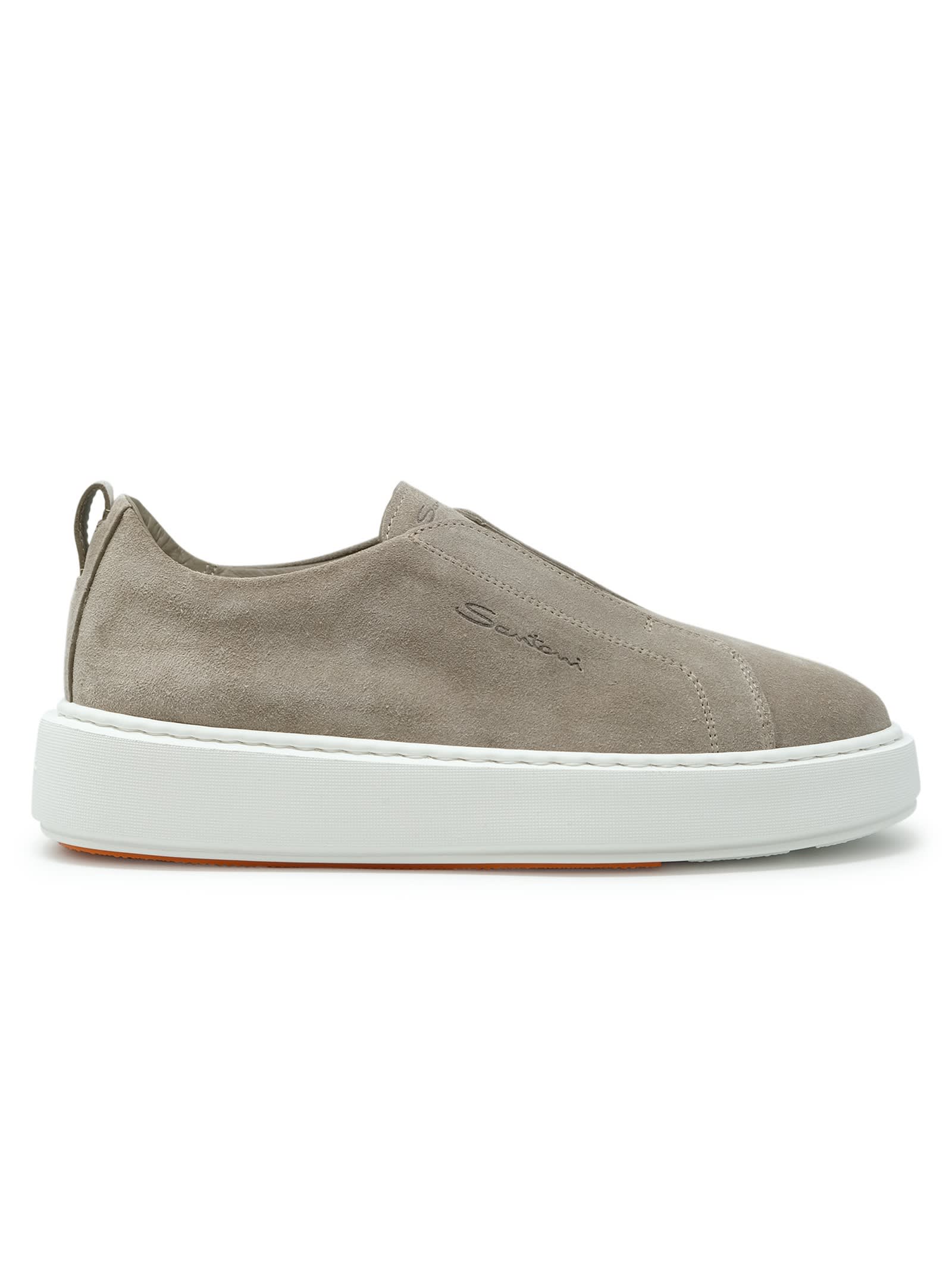 Santoni Beige Suede Sneaker In Neutral