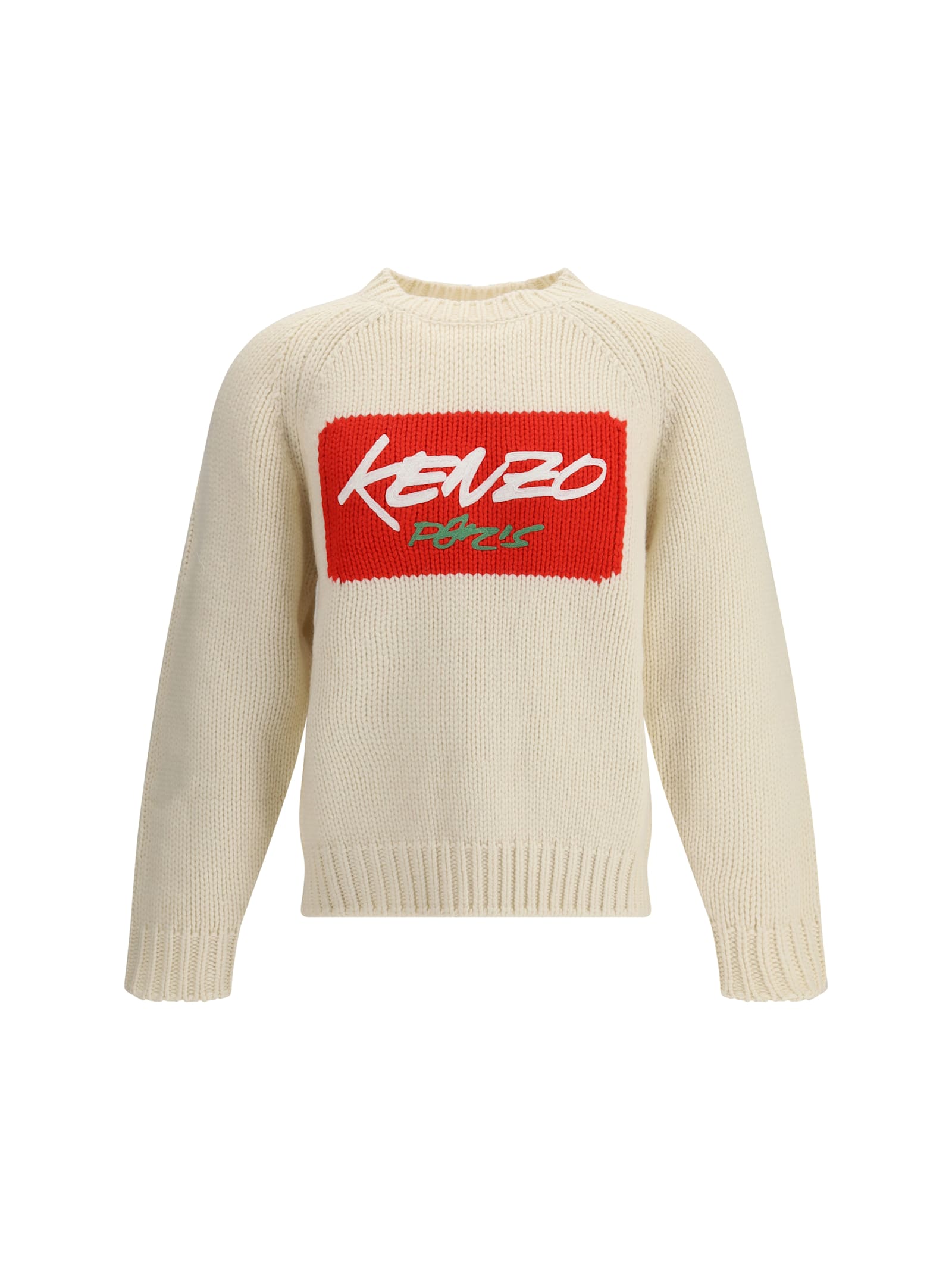 Kenzo Futura 2000 Wool Sweater With Graphic Print In White