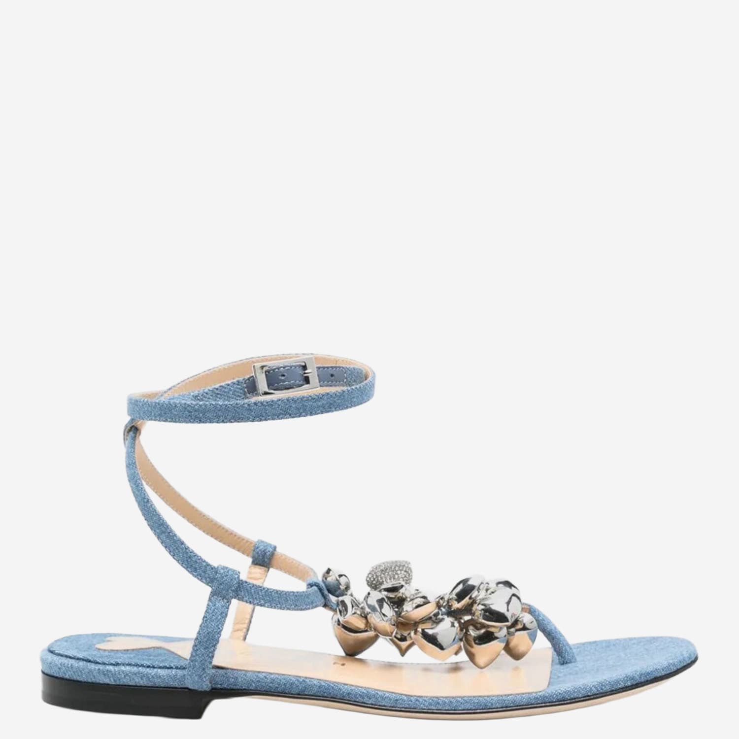 MACH & MACH COTTON AND LEATHER SANDALS