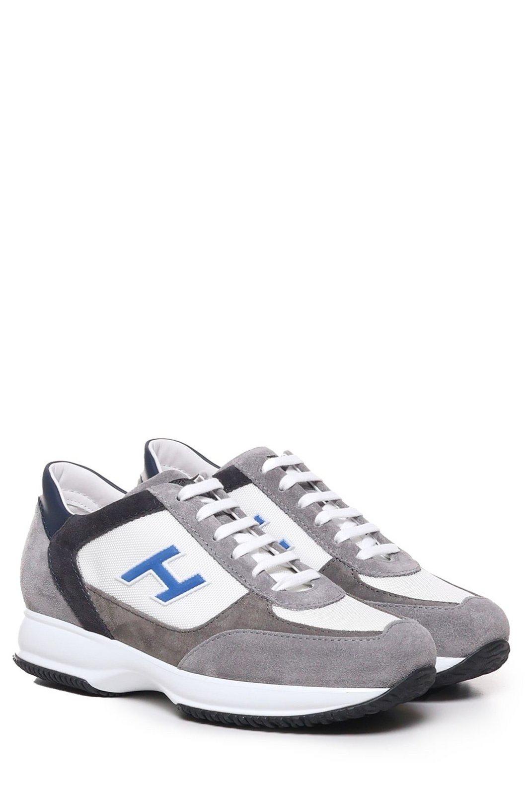 Shop Hogan Interactive Lace-up Sneakers In Grey, Blue, White