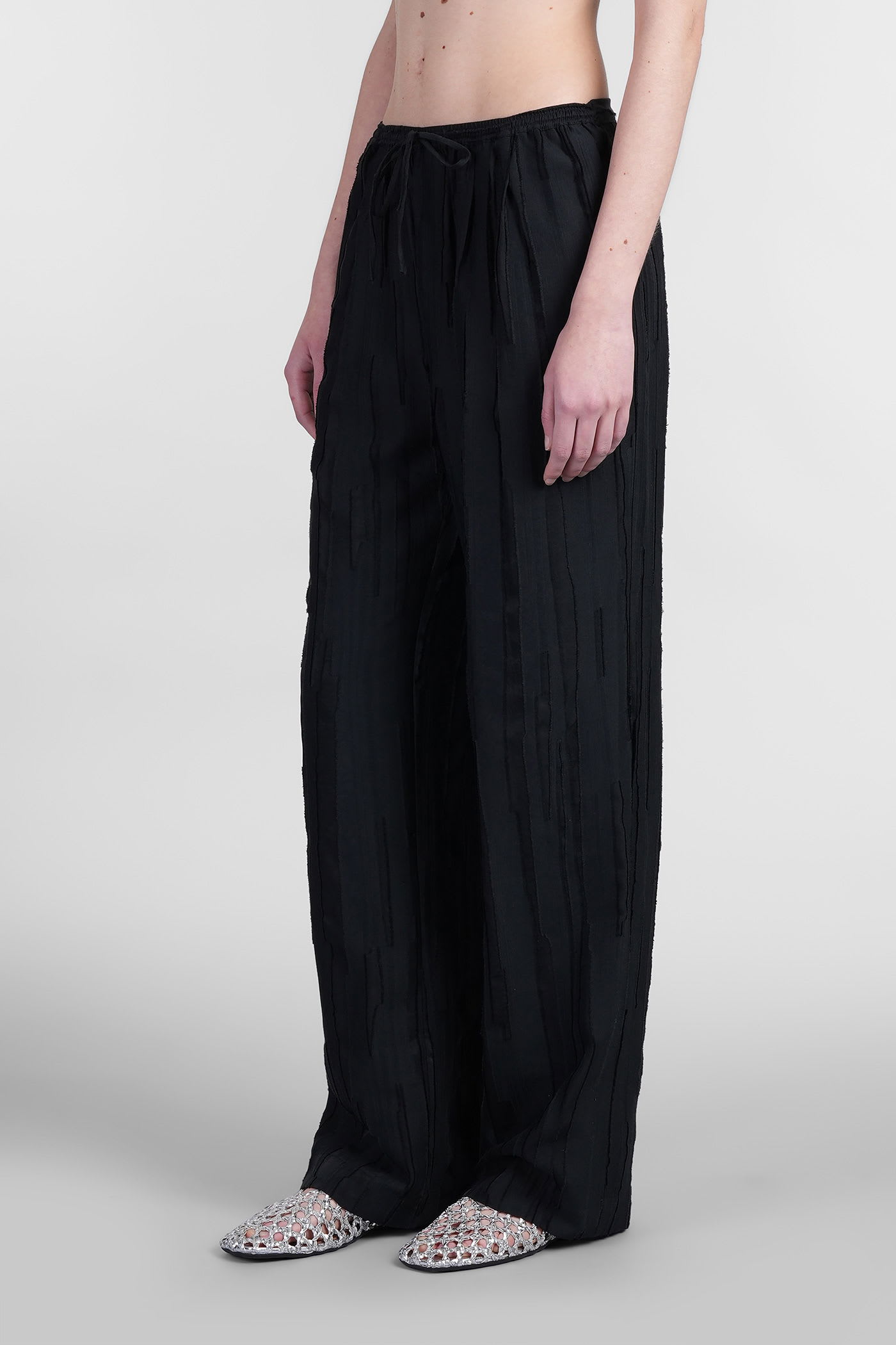 LOULOU STUDIO SOLER PANTS IN BLACK SILK