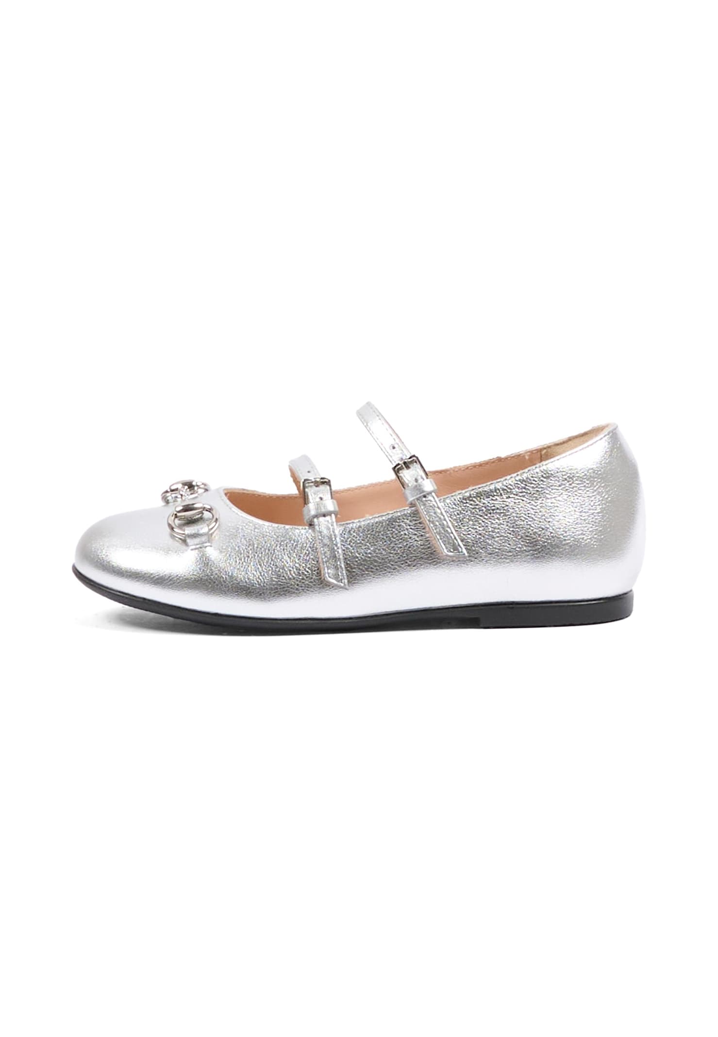 Gucci Ballet Flat With Horsebit In Silver