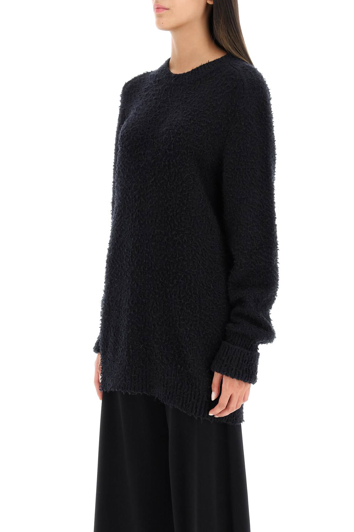 Maison Margiela Oversize Boiled Cotton Blend Sweater In Black (black)