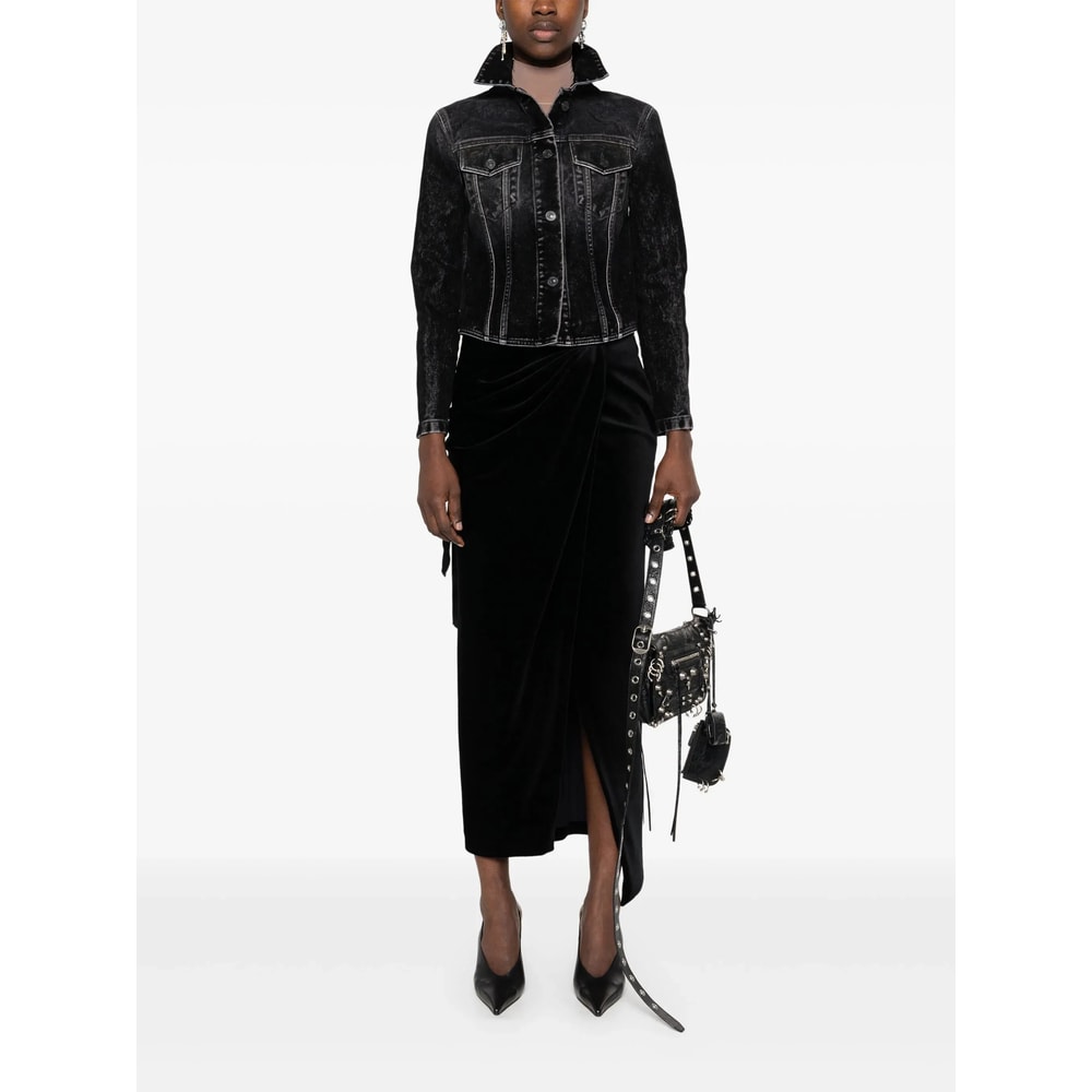 Balenciaga Denim Jacket With Lace-up Back In Black