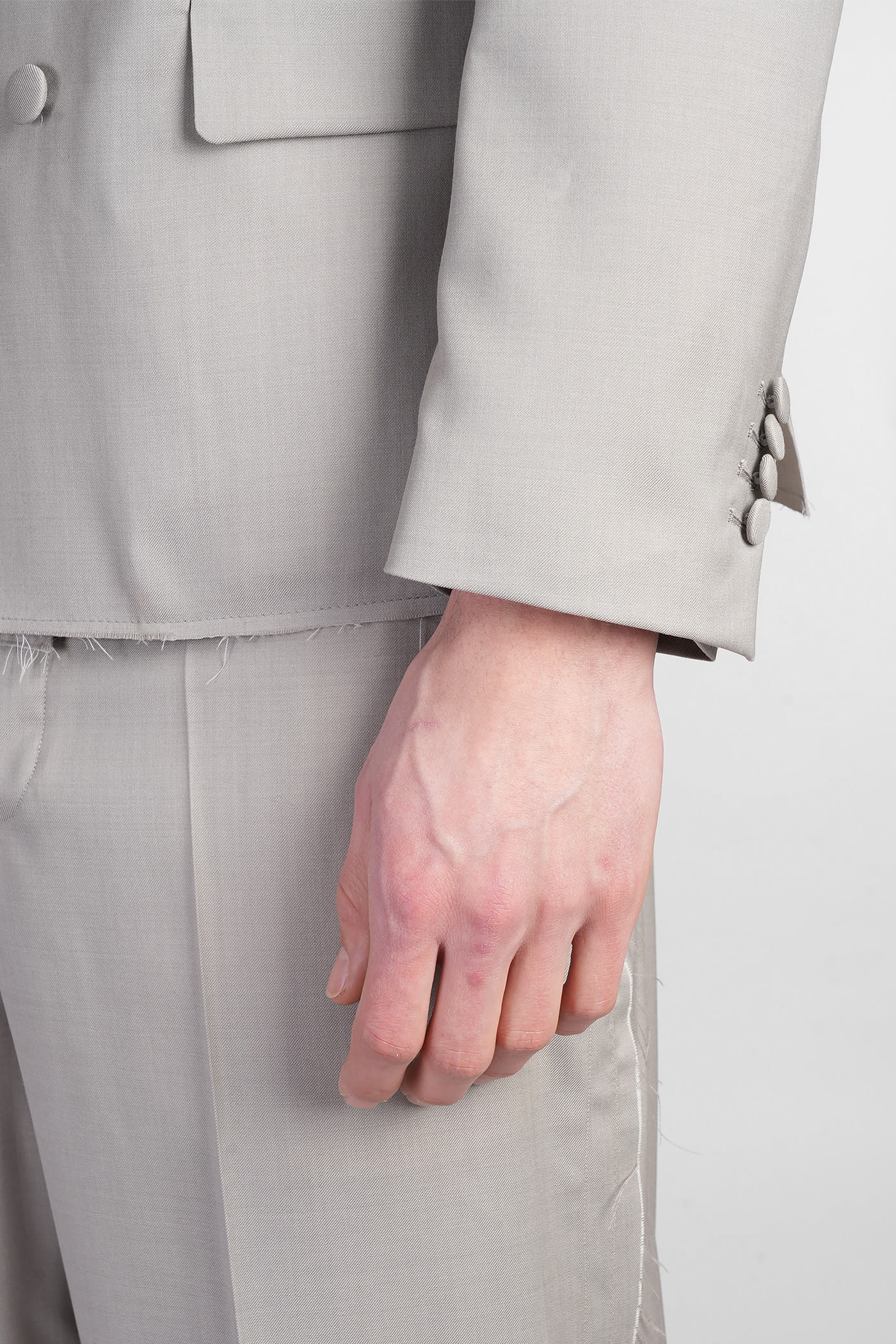 Paura Cassel Blazer In Taupe Wool In Taupe