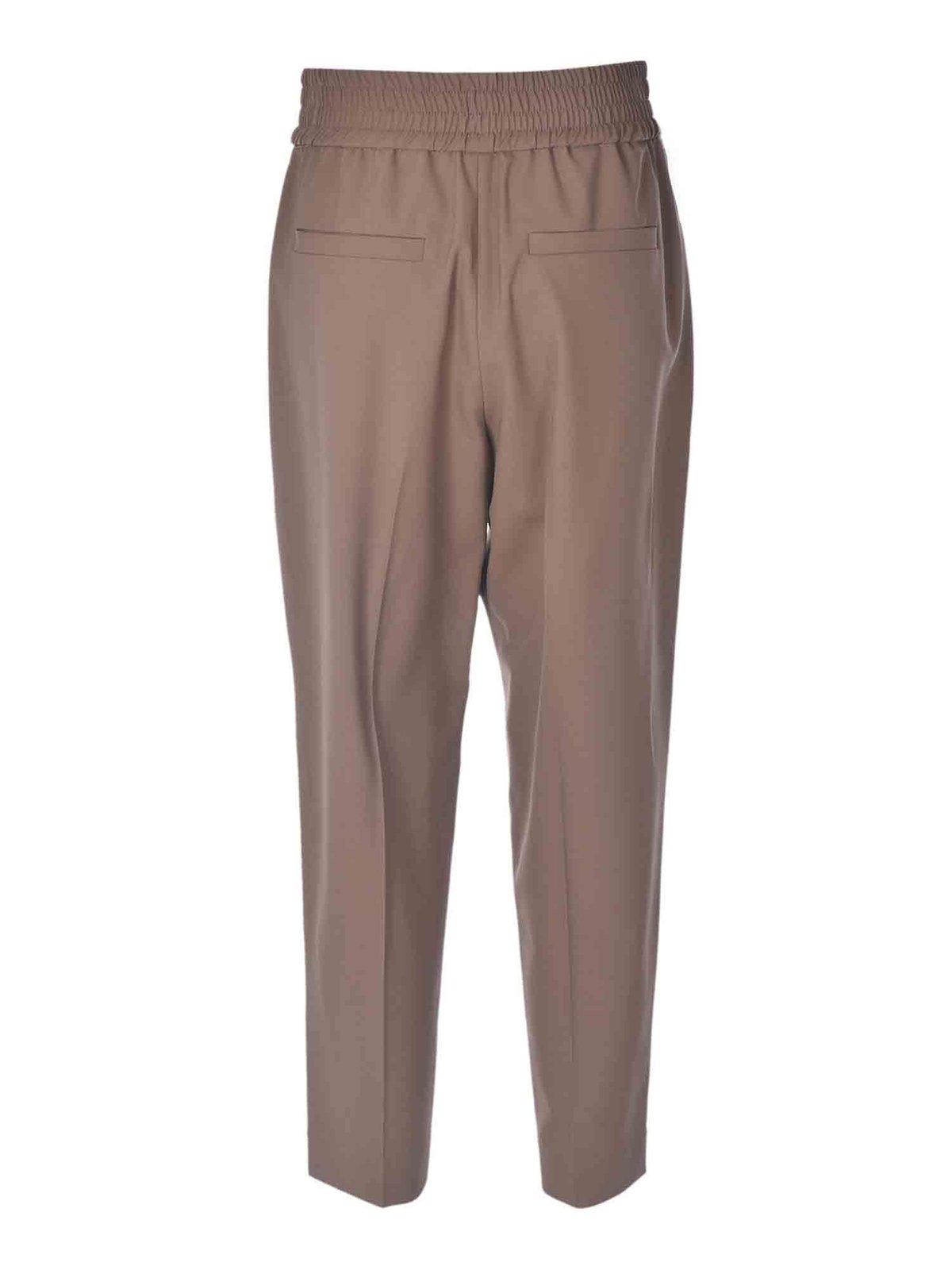 Shop Brunello Cucinelli Cropped Straight Leg Pants  In Sand